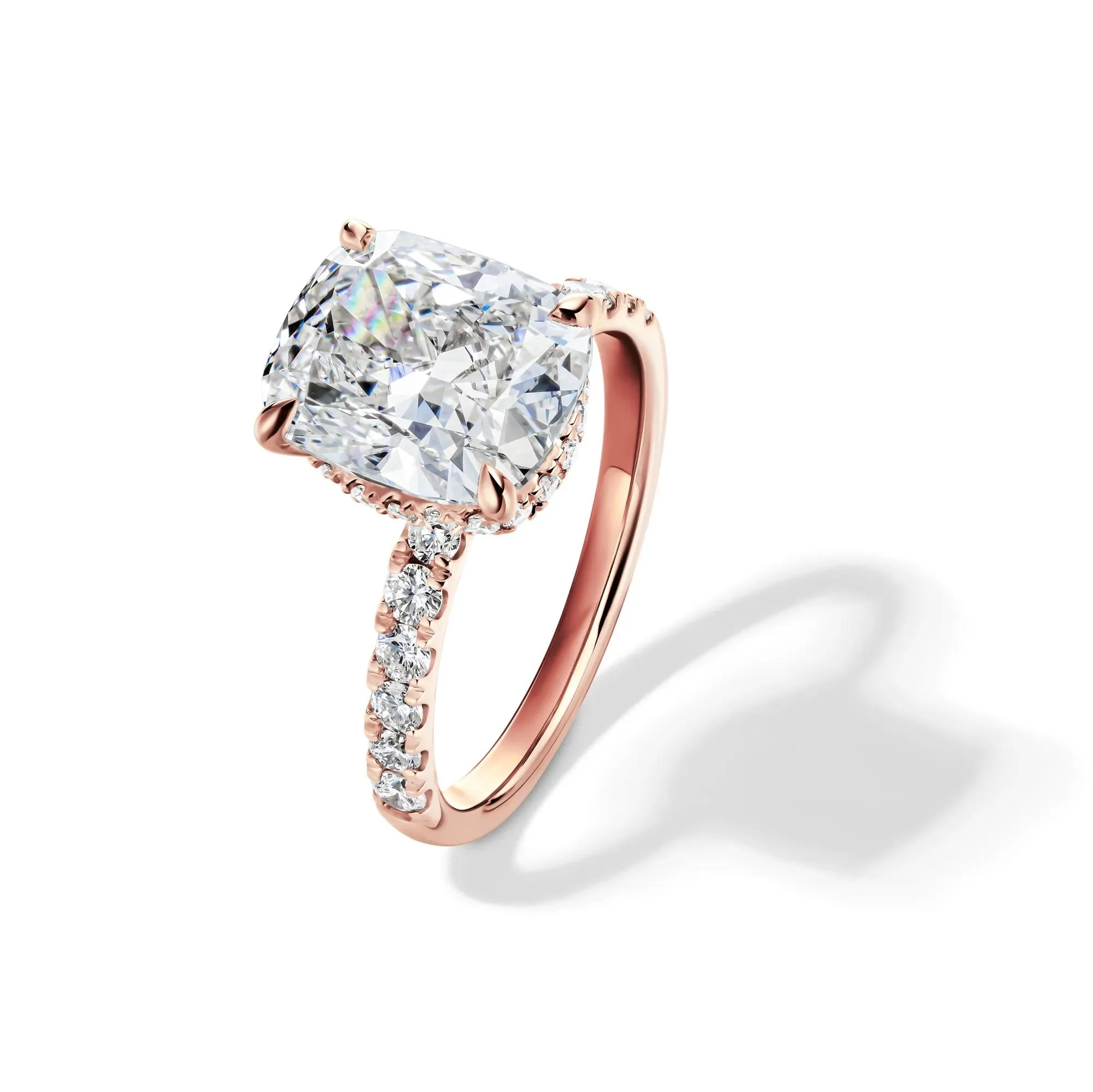 5 CT. Tw. Lab Grown Diamond Elongated Cushion-Cut Bridal Set 14K Rose Gold Ring Round Brilliant Cut Size 5.5 2mm - Image 4