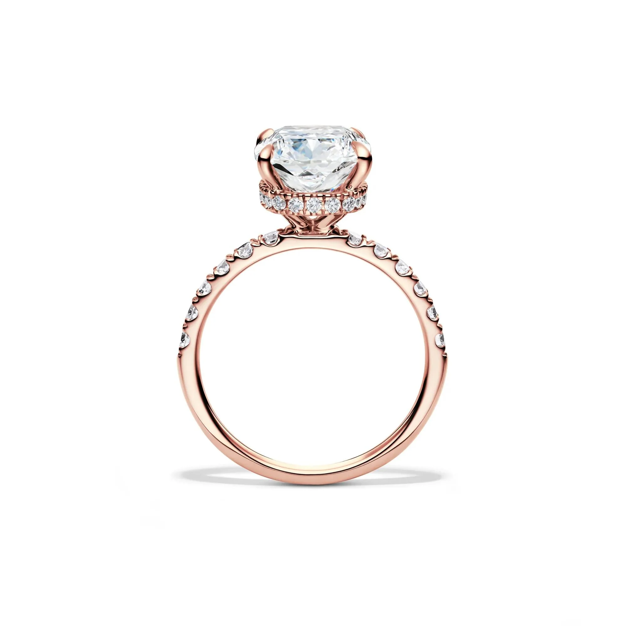 5 CT. Tw. Lab Grown Diamond Elongated Cushion-Cut Bridal Set 14K Rose Gold Ring Round Brilliant Cut Size 7.5 2mm - Image 2