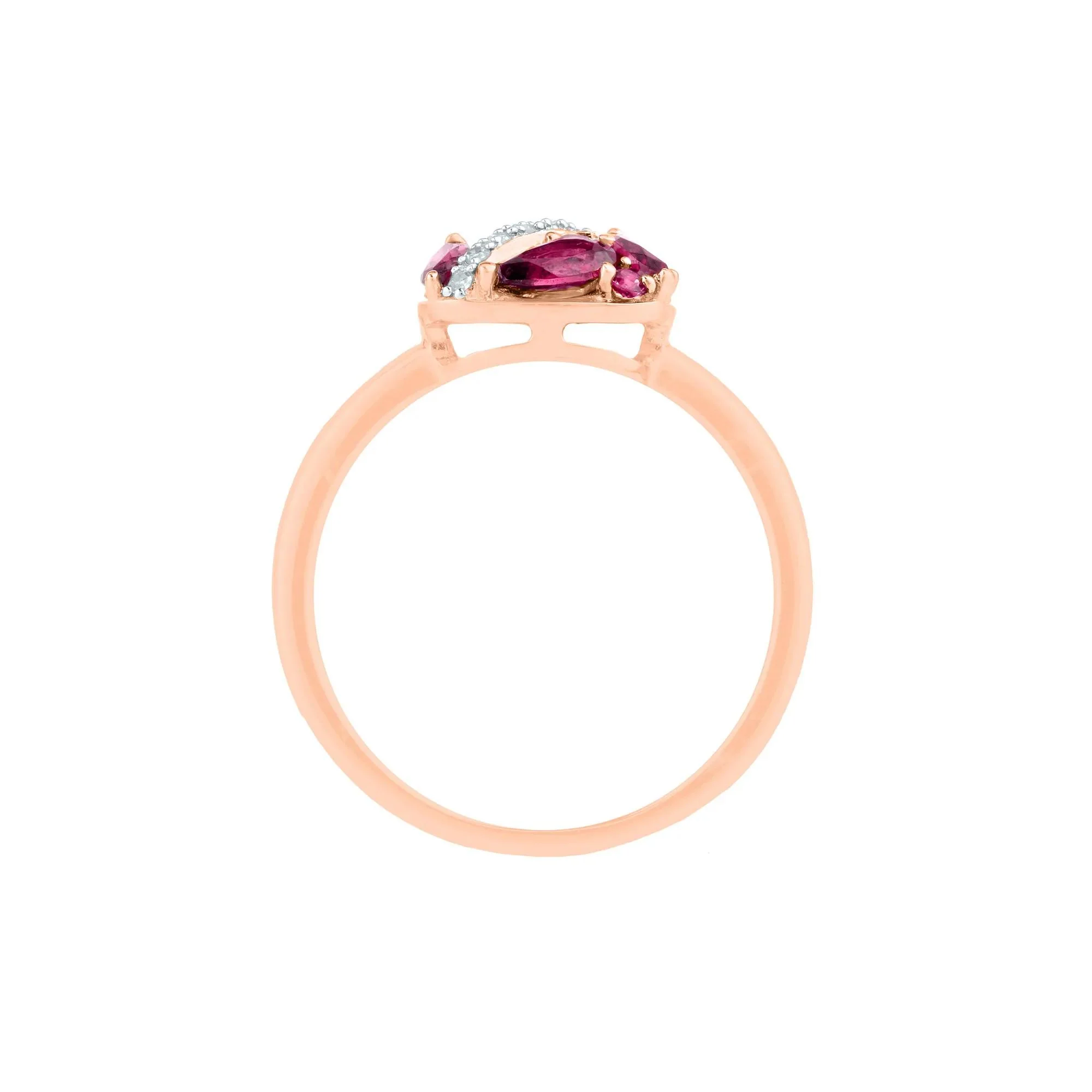 Amethyst Tourmaline Rhodolite and Diamond Accent Ring 10K Rose Gold Size 8 2.5mm - Image 2