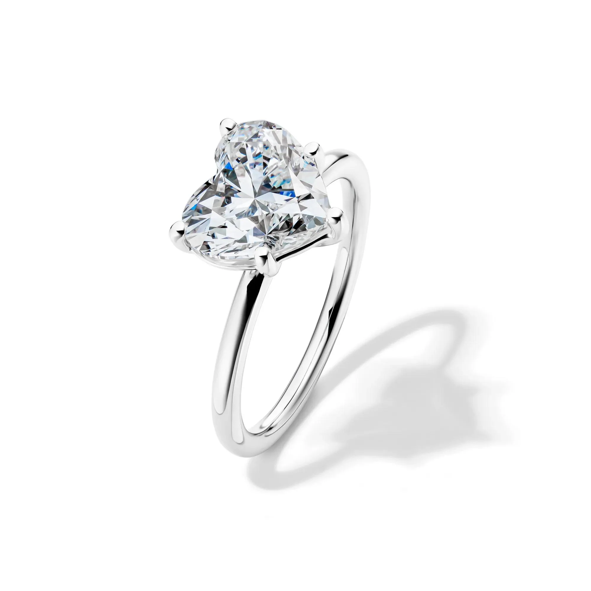 Lab Grown Diamond Heart-Shaped Solitaire Ring 14K White Gold (3 CT.) Size 10.5 2mm - Image 4