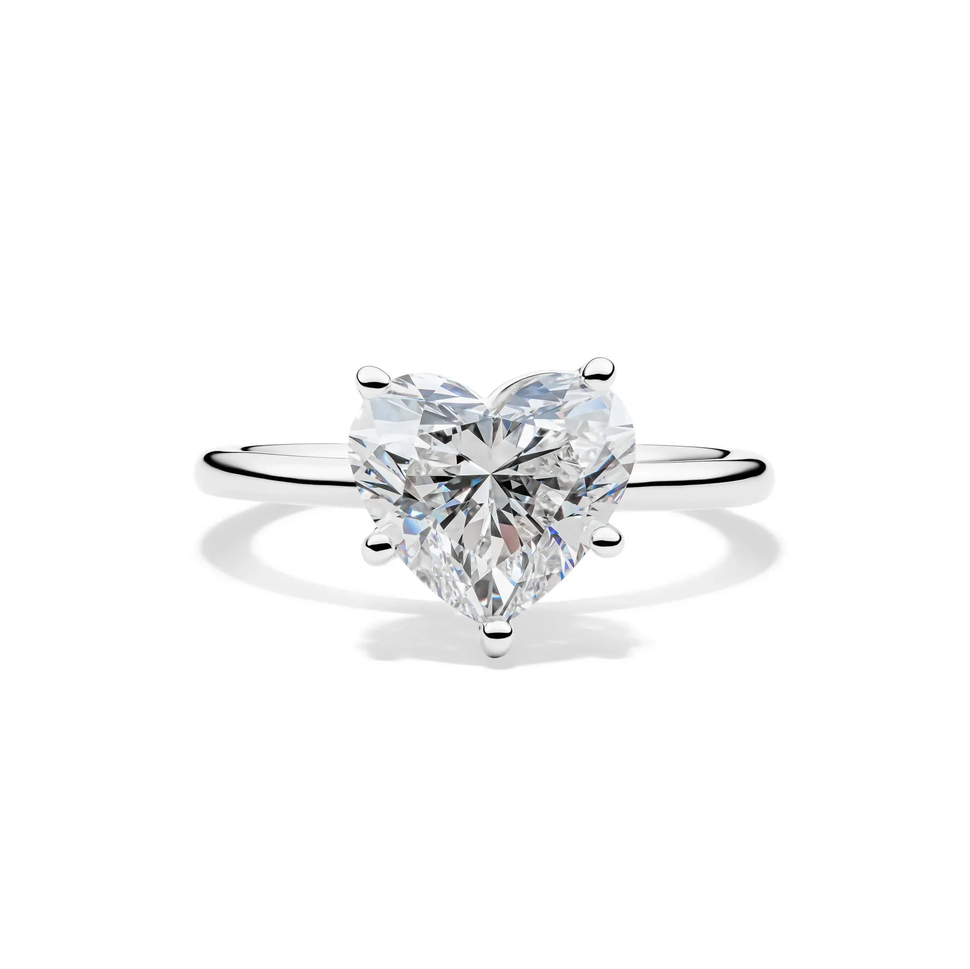 Lab Grown Diamond Heart-Shaped Solitaire Ring 14K White Gold (3 CT.) Size 4.5 2mm