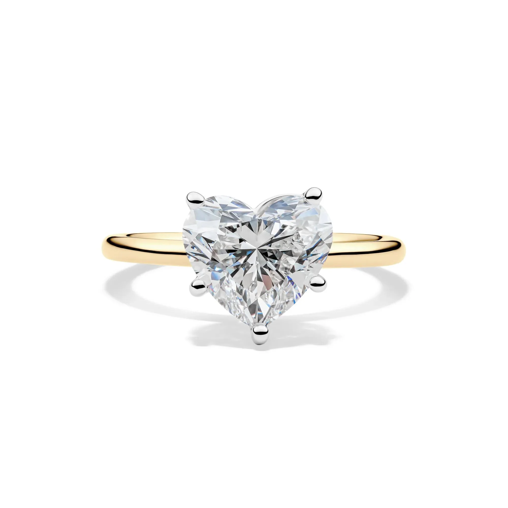 Lab Grown Diamond Heart-Shaped Solitaire Ring 14K Yellow & White Gold (3 CT.) Size 12 2mm
