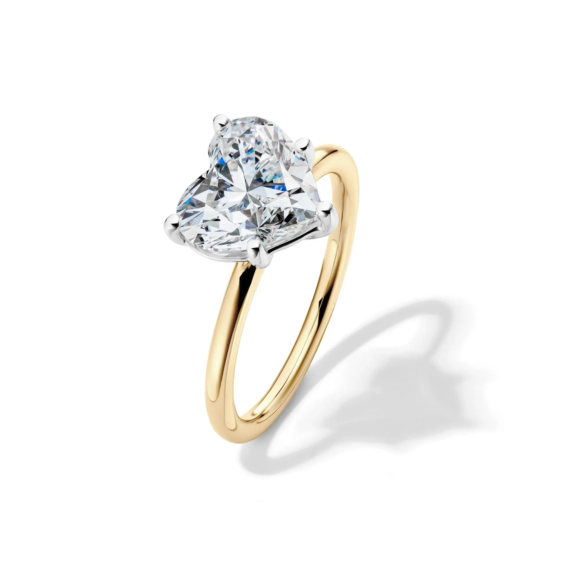 Lab Grown Diamond Heart-Shaped Solitaire Ring 14K Yellow & White Gold (3 CT.) Size 5.5 2mm - Image 4