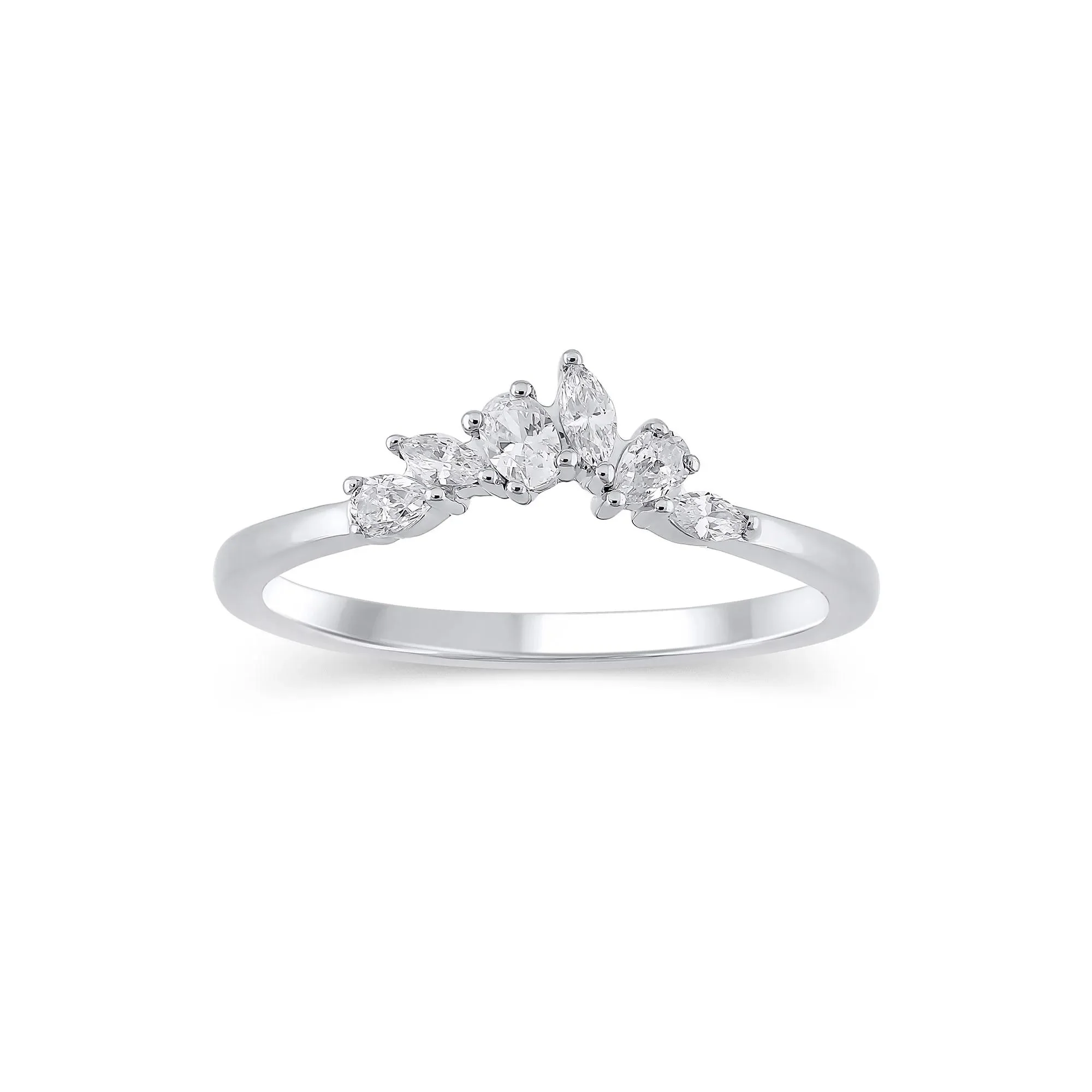 1/3 CT. Tw. Lab Grown Diamond Mixed-Shape Contour Band Ring 14K White Gold Size 6.5mm