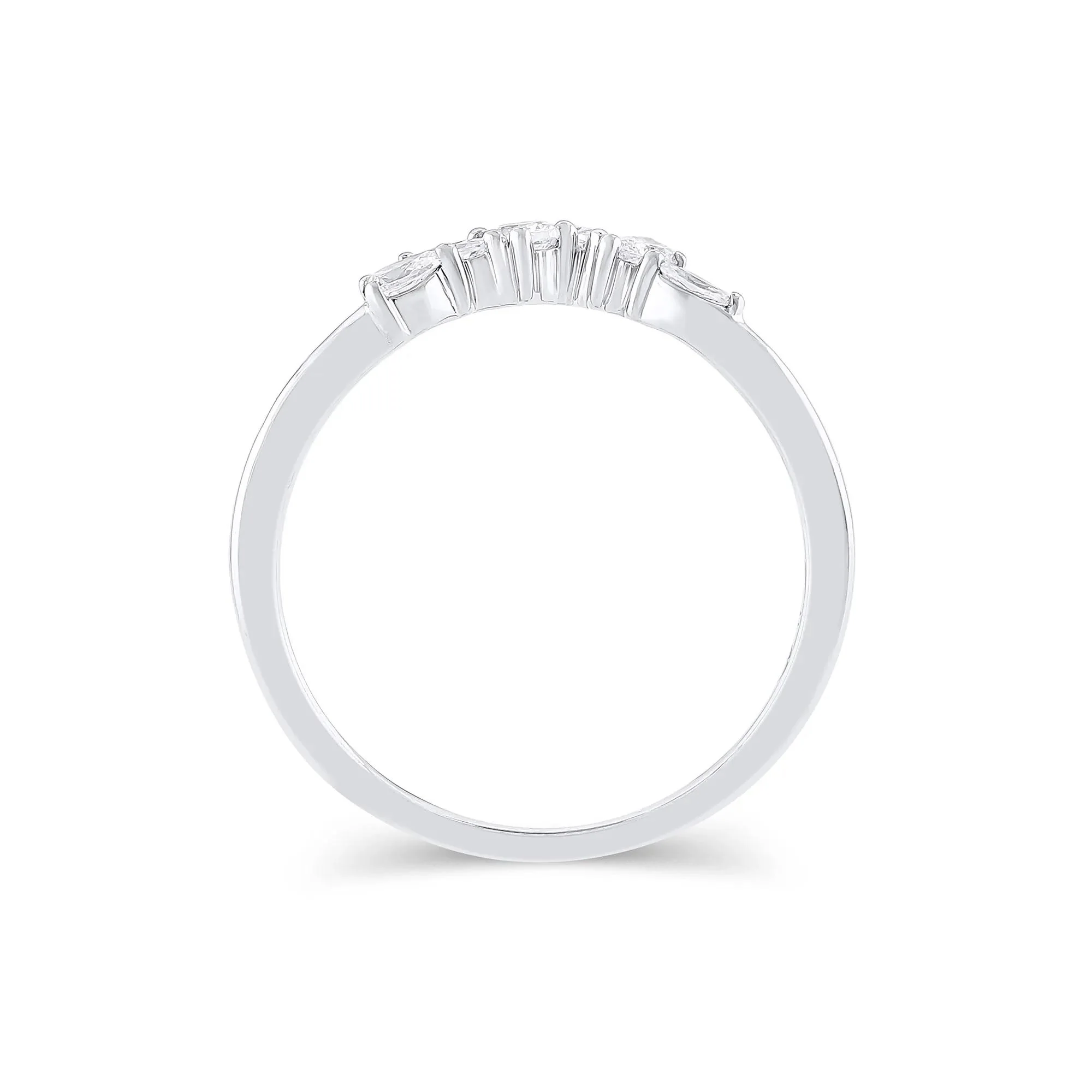 1/3 CT. Tw. Lab Grown Diamond Mixed-Shape Contour Band Ring 14K White Gold Size 6.5 6.5mm - Image 2