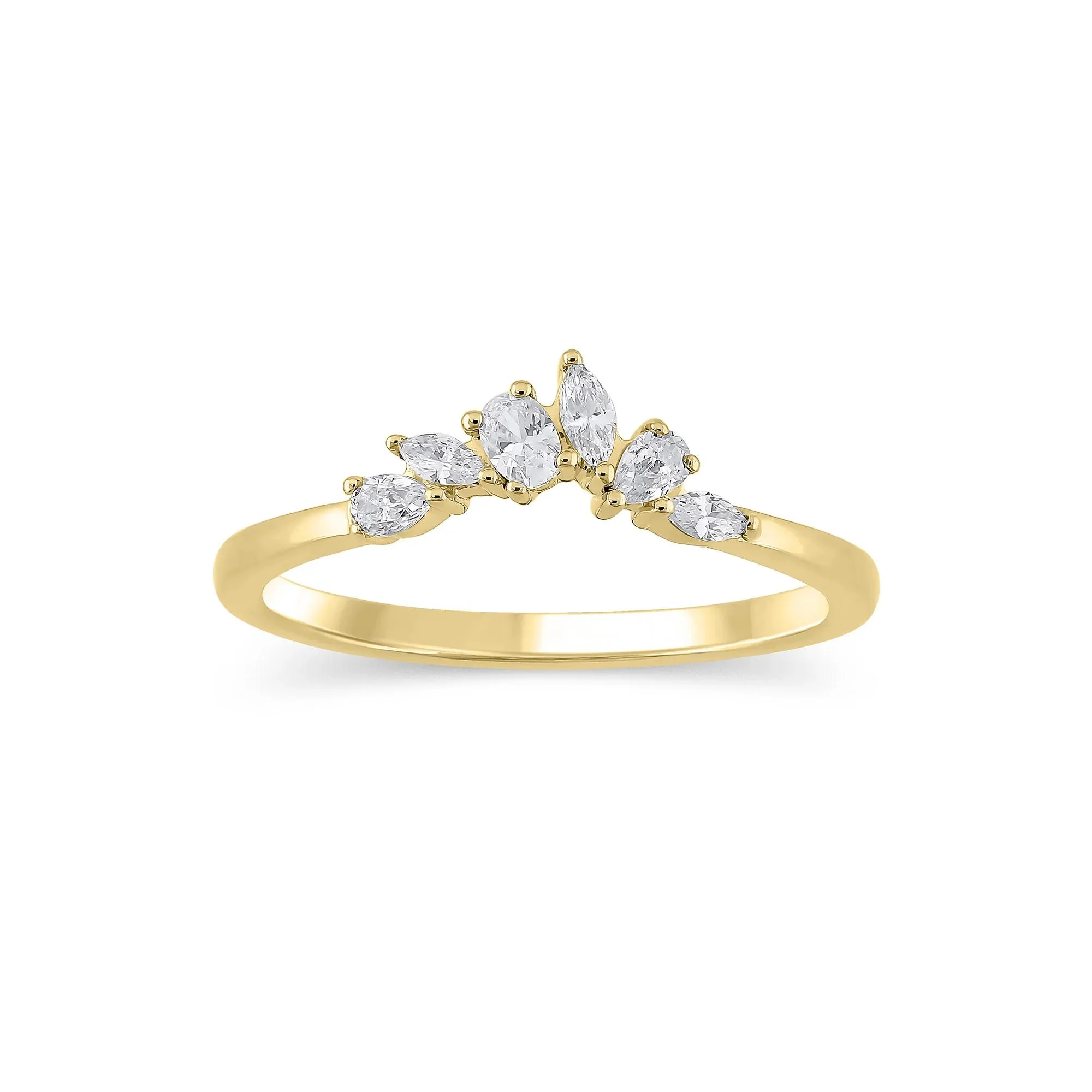 1/3 CT. Tw. Lab Grown Diamond Mixed-Shape Contour Band Ring 14K Yellow Gold Size 9 6.5mm
