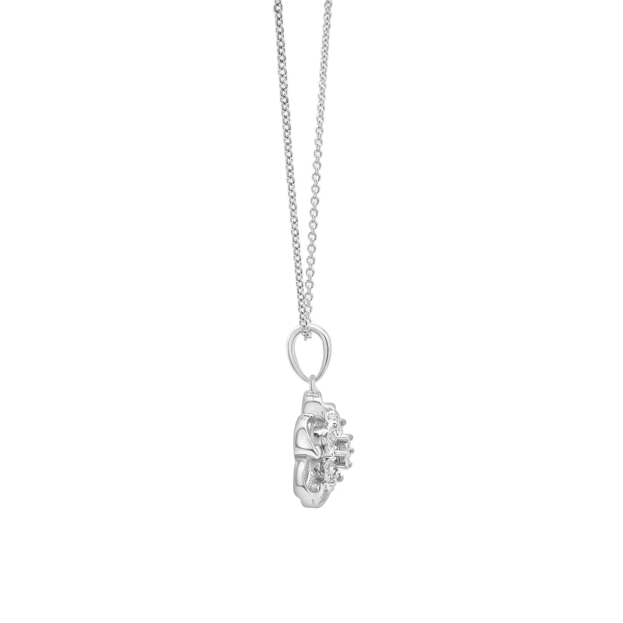 1/4 CT. Tw. Diamond Flower Cluster Pendant Necklace & Earrings Boxed Set .925 Sterling Silver White Size 18" - Image 4