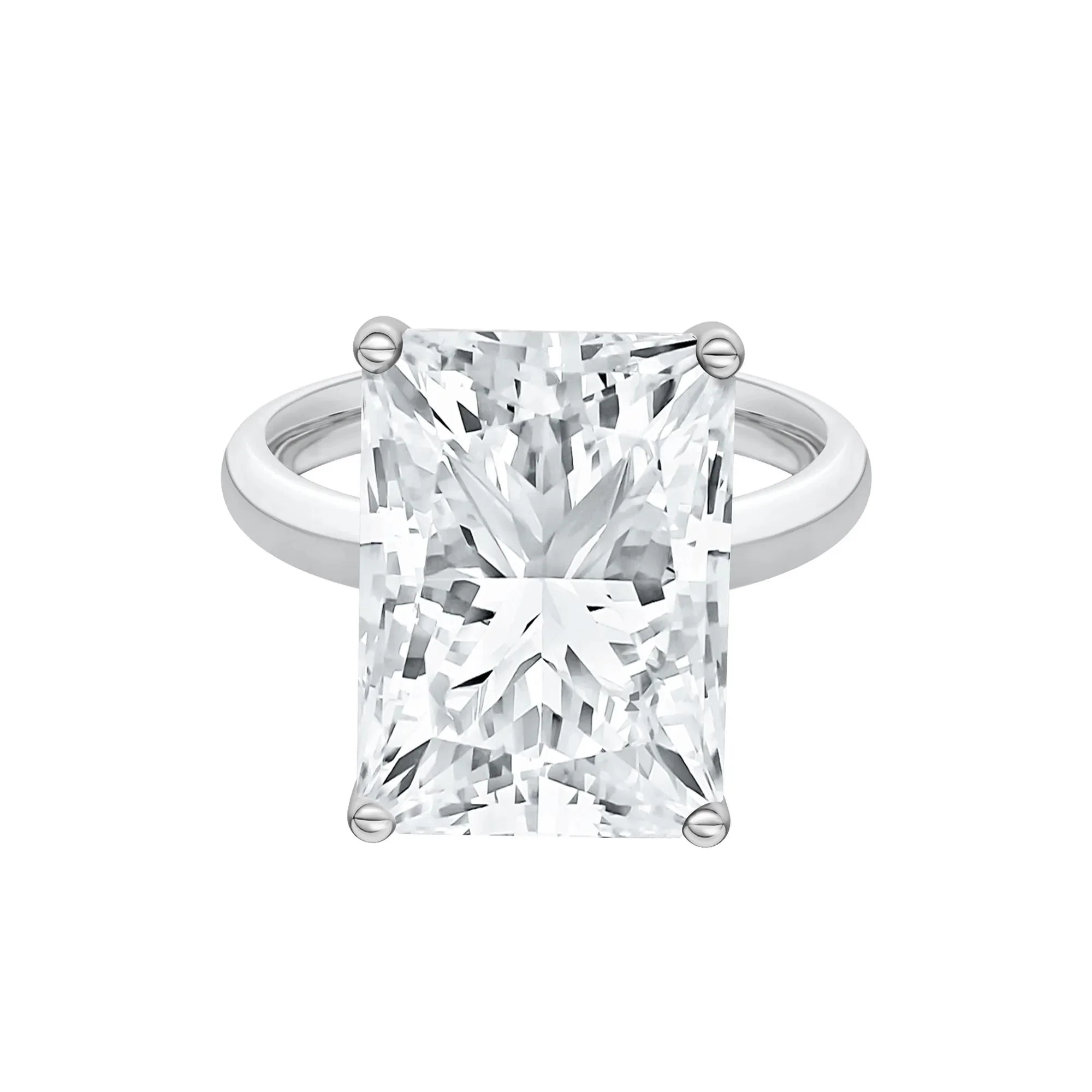 Lab Grown Diamond Radiant-Cut Solitaire Ring Platinum (8 CT.) White Size 11.5 2mm