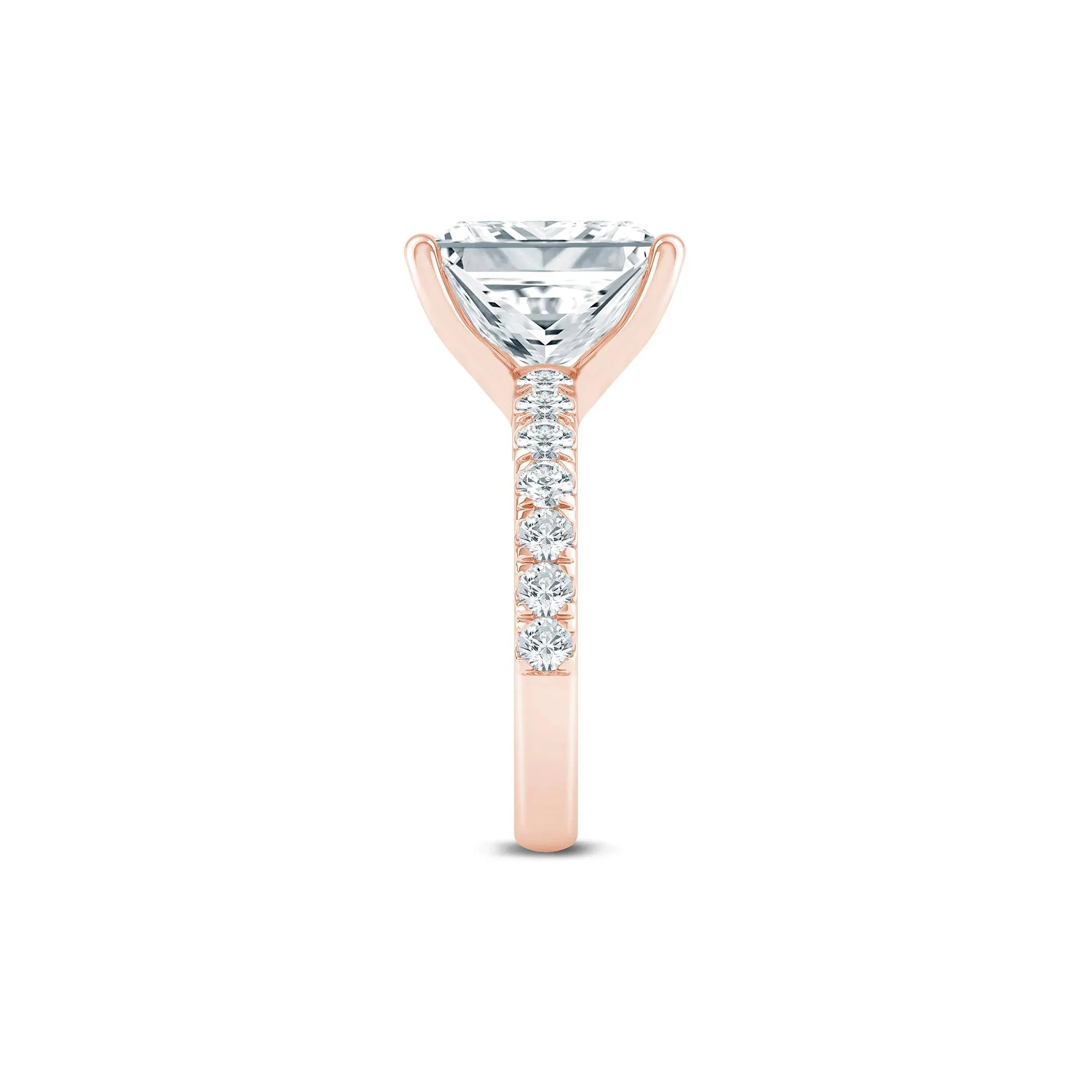 4 1/2 CT. Tw. Lab Grown Diamond Radiant-Cut Engagement Ring 14K Rose Gold Size 5.5 2mm - Image 3