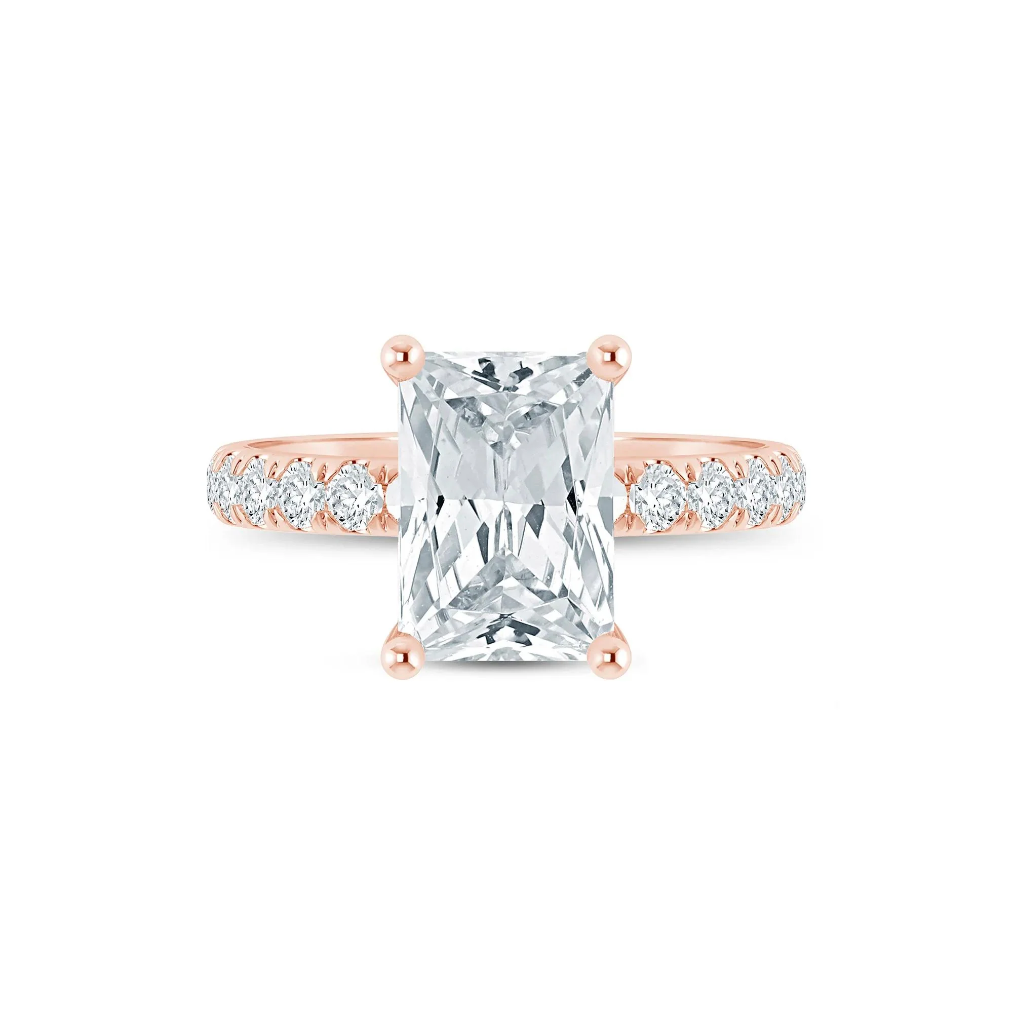 4 1/2 CT. Tw. Lab Grown Diamond Radiant-Cut Engagement Ring 14K Rose Gold Size 9 2mm
