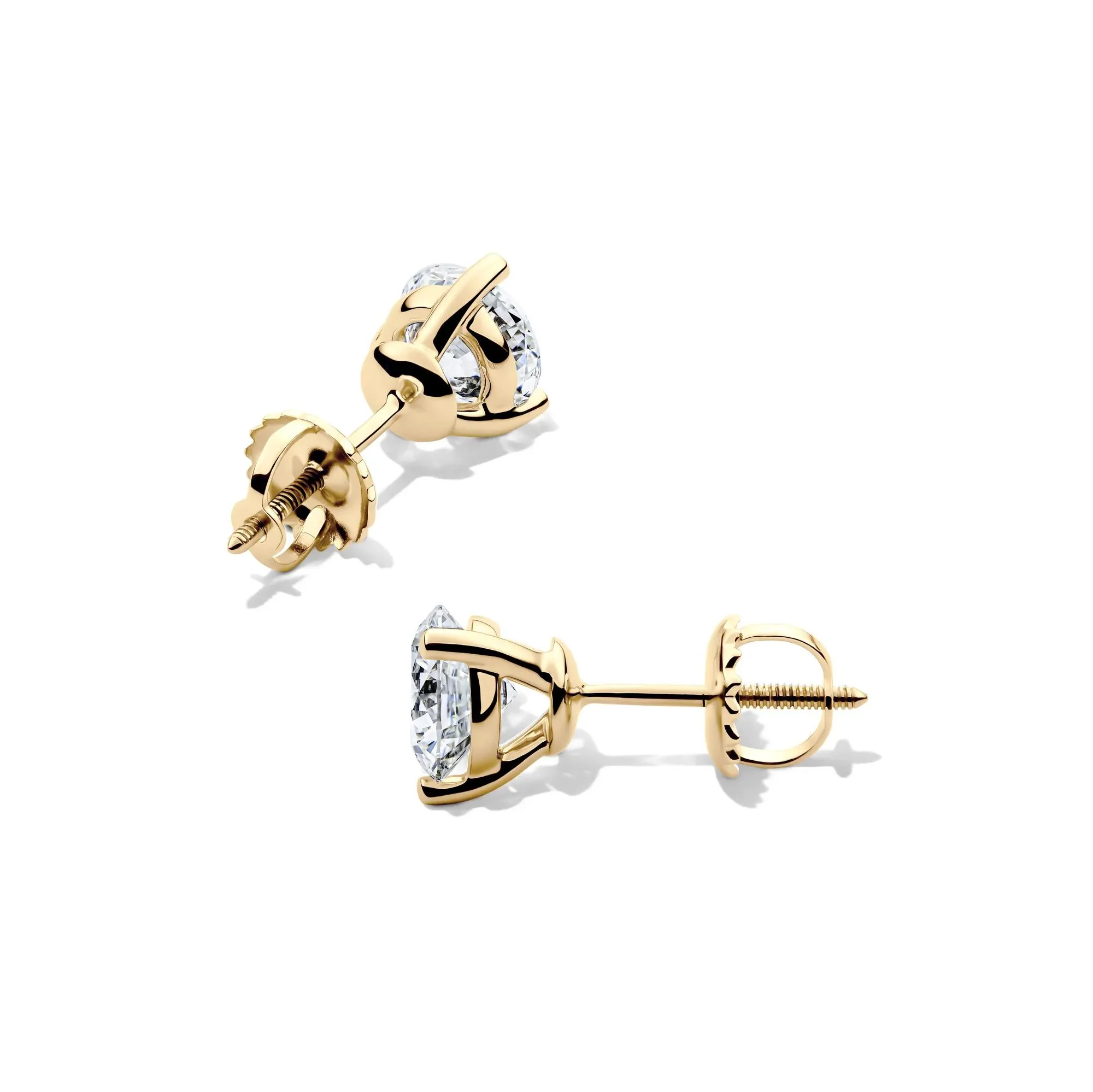 1/2 CT. Tw. Lab Grown Diamond Round Martini Stud Earrings 14K Yellow Gold Size 6.00mm - Image 2