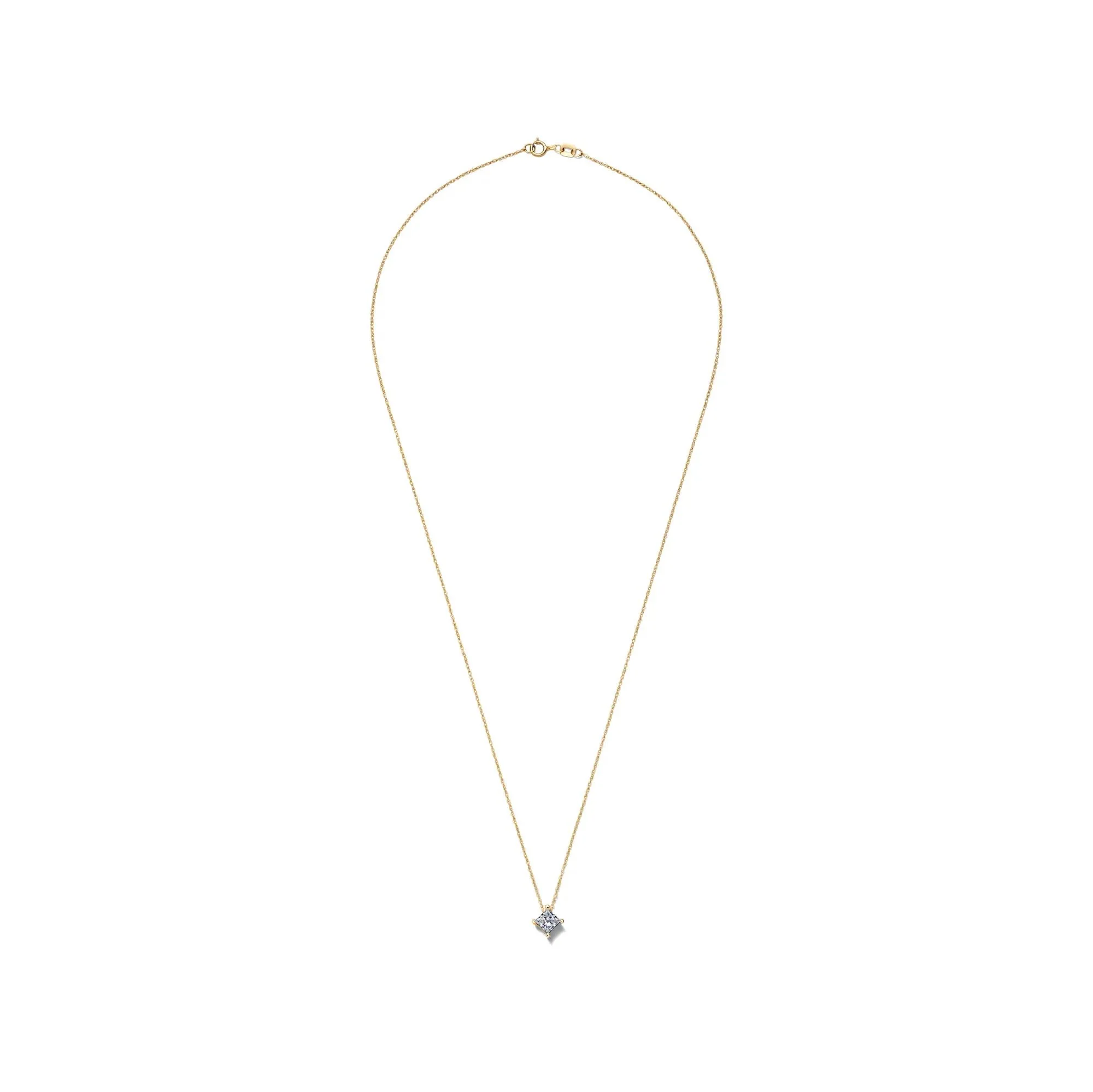 1/2 CT. Tw. Lab Grown Diamond Princess-Cut Solitaire Pendant Necklace 14K Yellow Gold Size 18" - Image 3