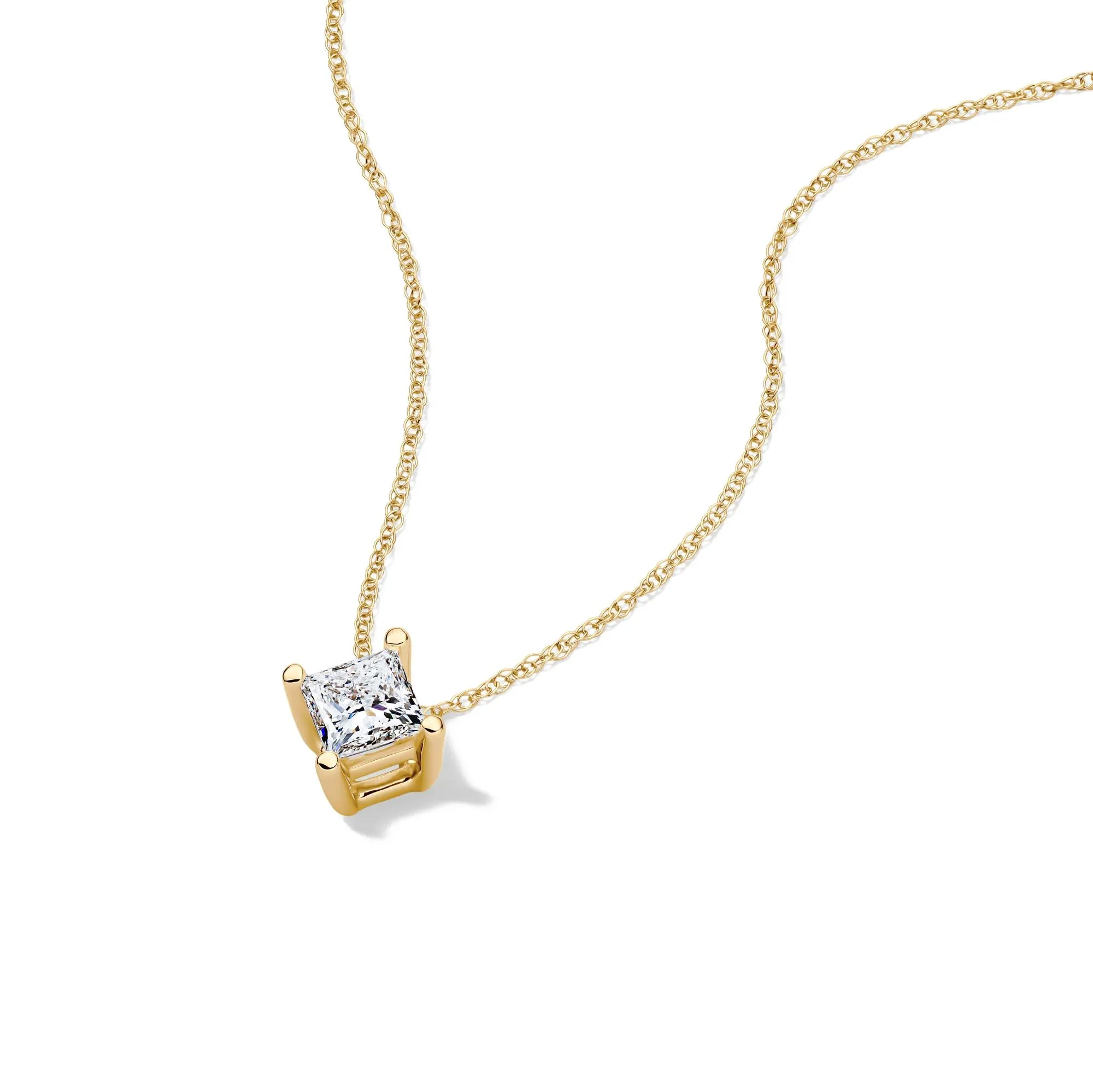 1/2 CT. Tw. Lab Grown Diamond Princess-Cut Solitaire Pendant Necklace 14K Yellow Gold Size 18" - Image 4