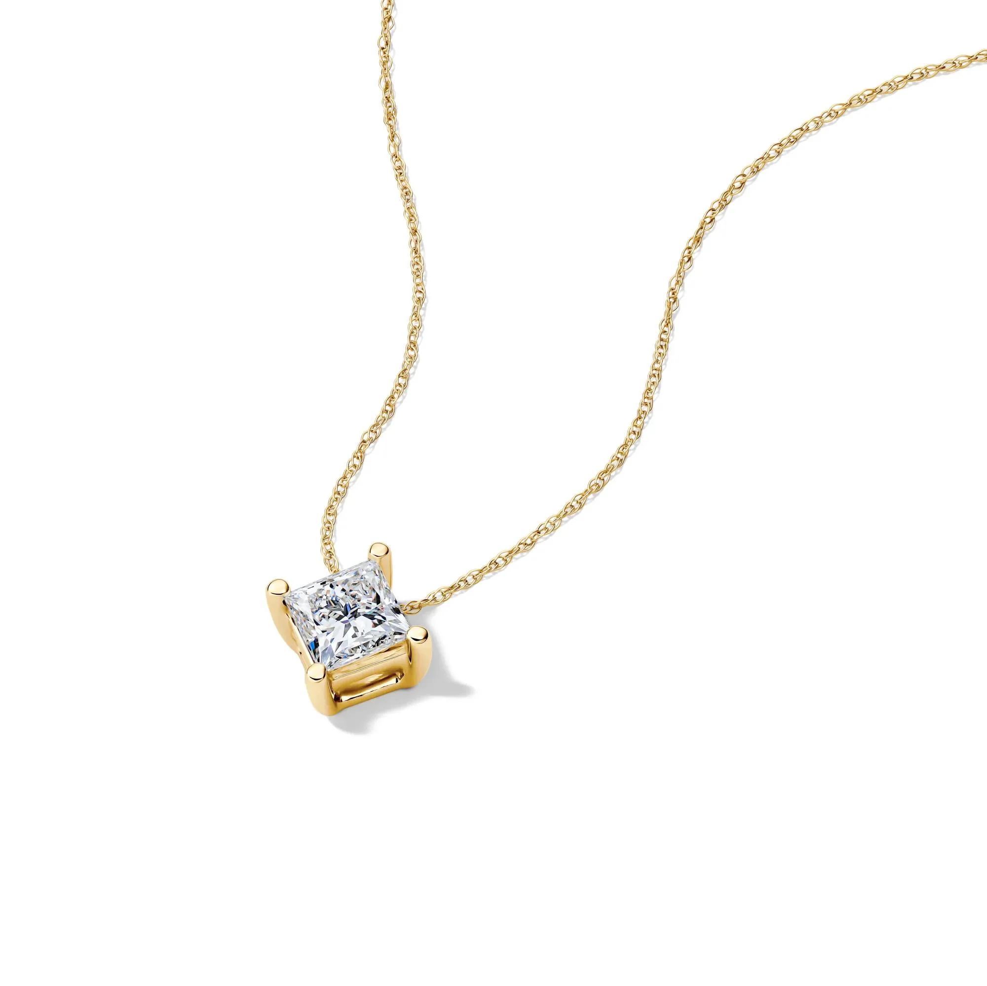 1 CT. Tw. Lab Grown Diamond Princess-Cut Solitaire Pendant 14K Yellow Gold Ring Size 7.20mm - Image 4
