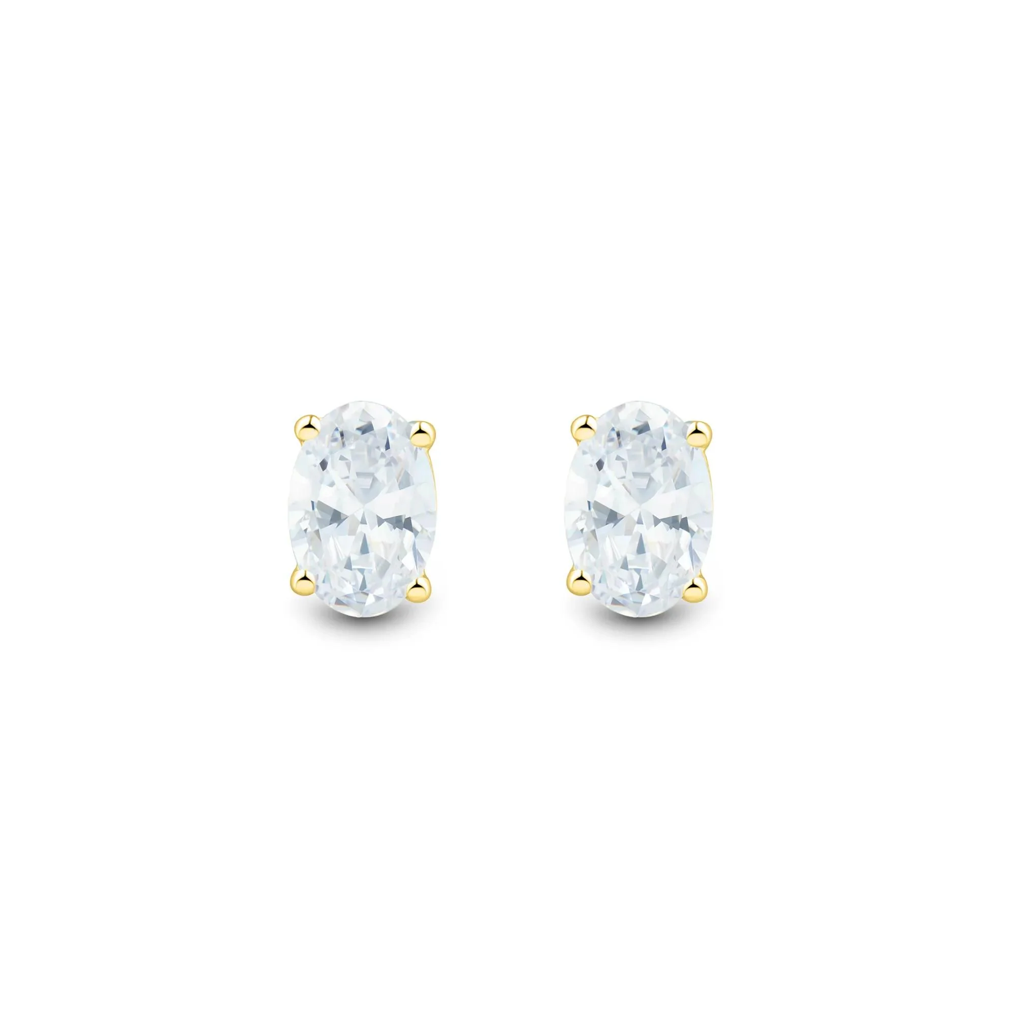 1 CT. Tw. Lab Grown Diamond Oval Stud Earrings 14K Yellow Gold Size 6.20mm - Image 2