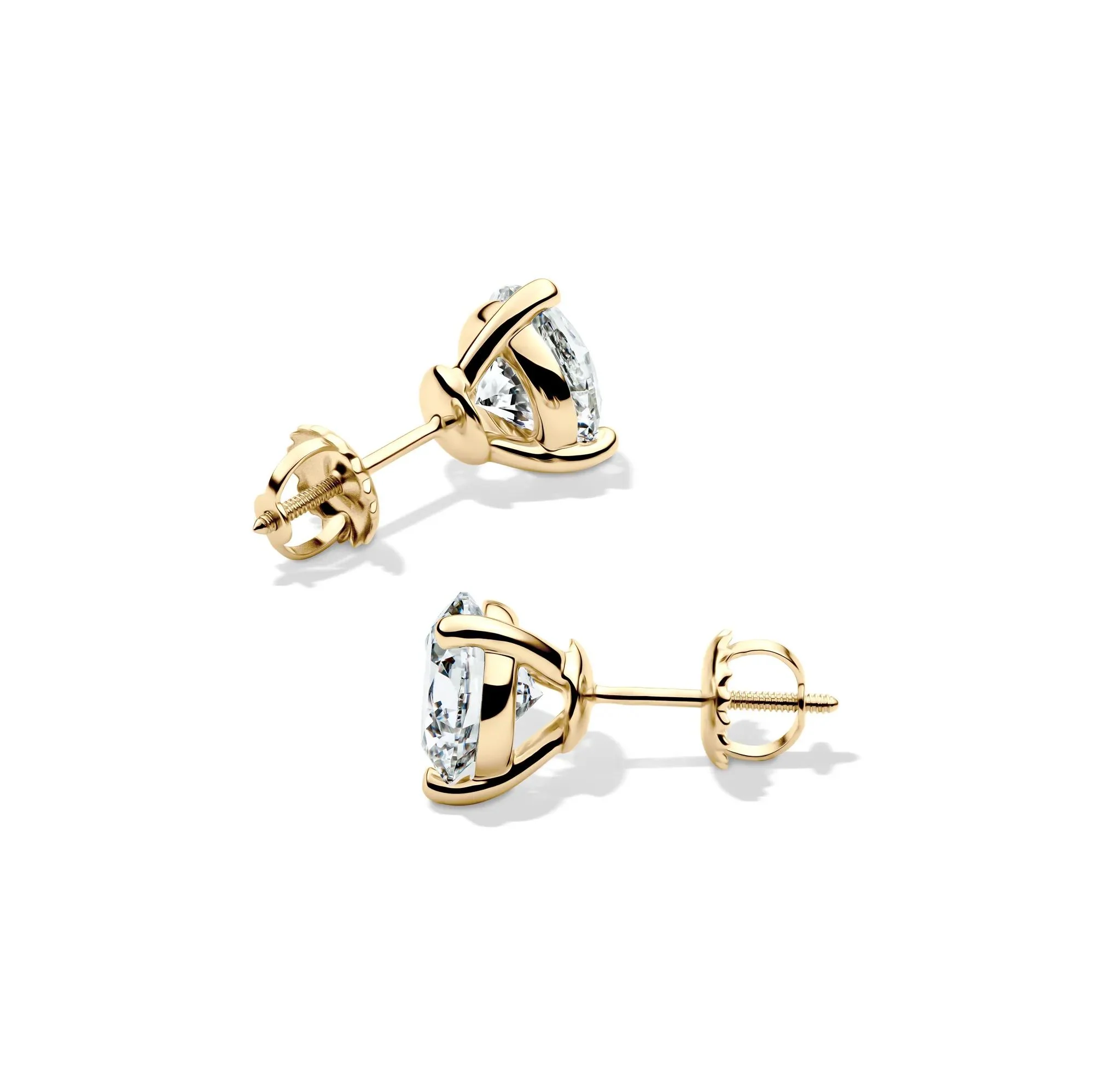3 CT. Tw. Lab Grown Diamond Round Martini Stud Earrings 14K Yellow Gold Size 7.50mm - Image 2