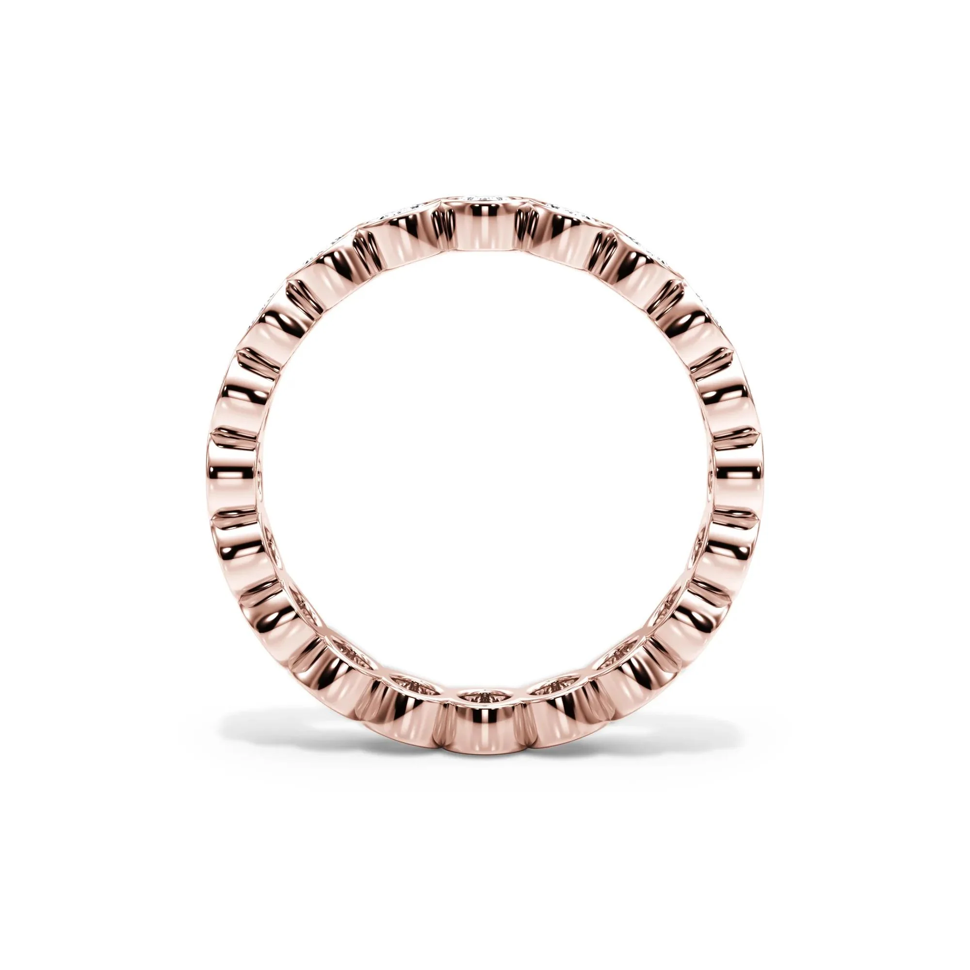 2 CT. Tw. Lab Grown Diamond Oval Bezel Eternity Band Ring 14K Rose Gold Size 6 3mm - Image 2
