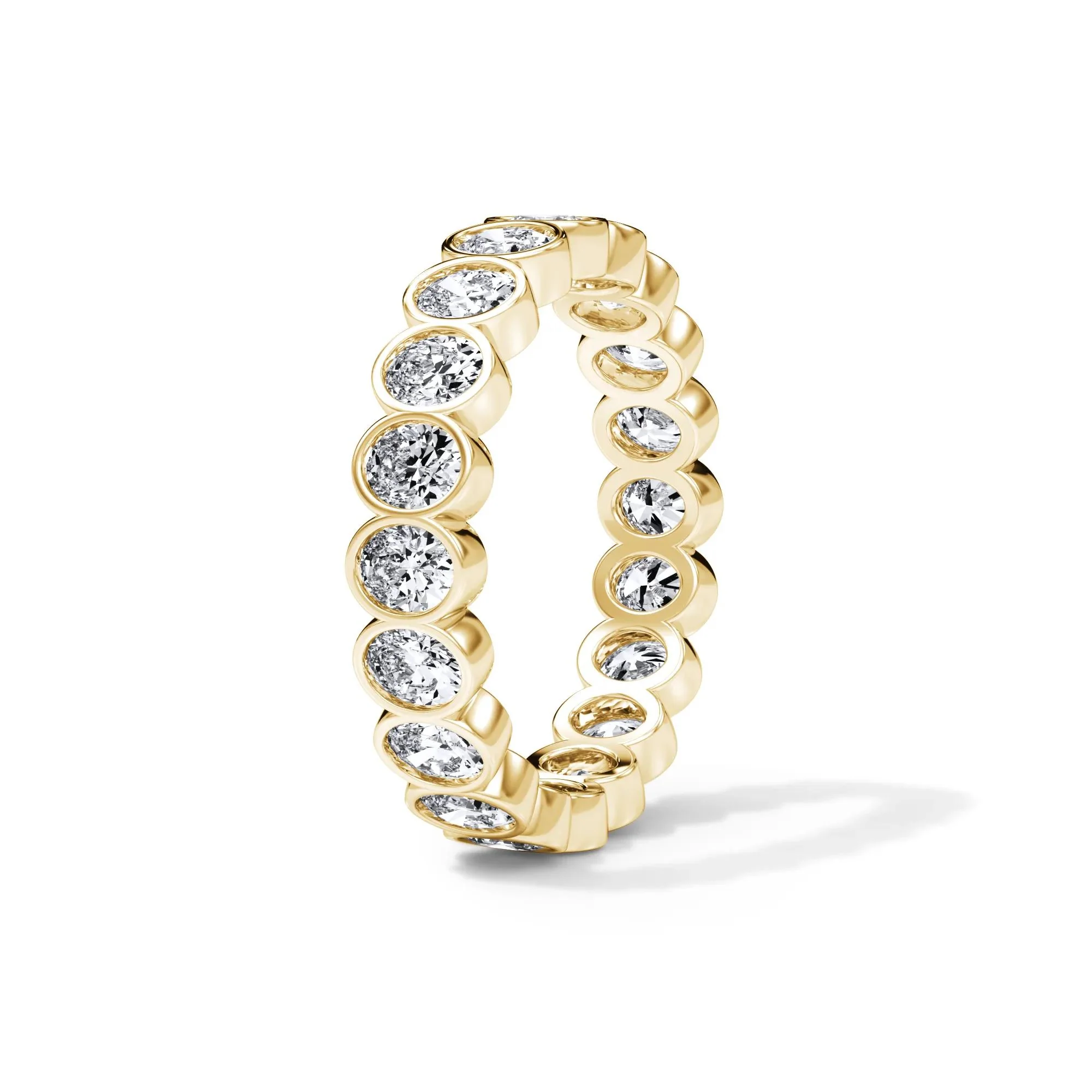 2 CT. Tw. Lab Grown Diamond Oval Bezel Eternity Band Ring 14K Yellow Gold Size 4.5 3mm - Image 3