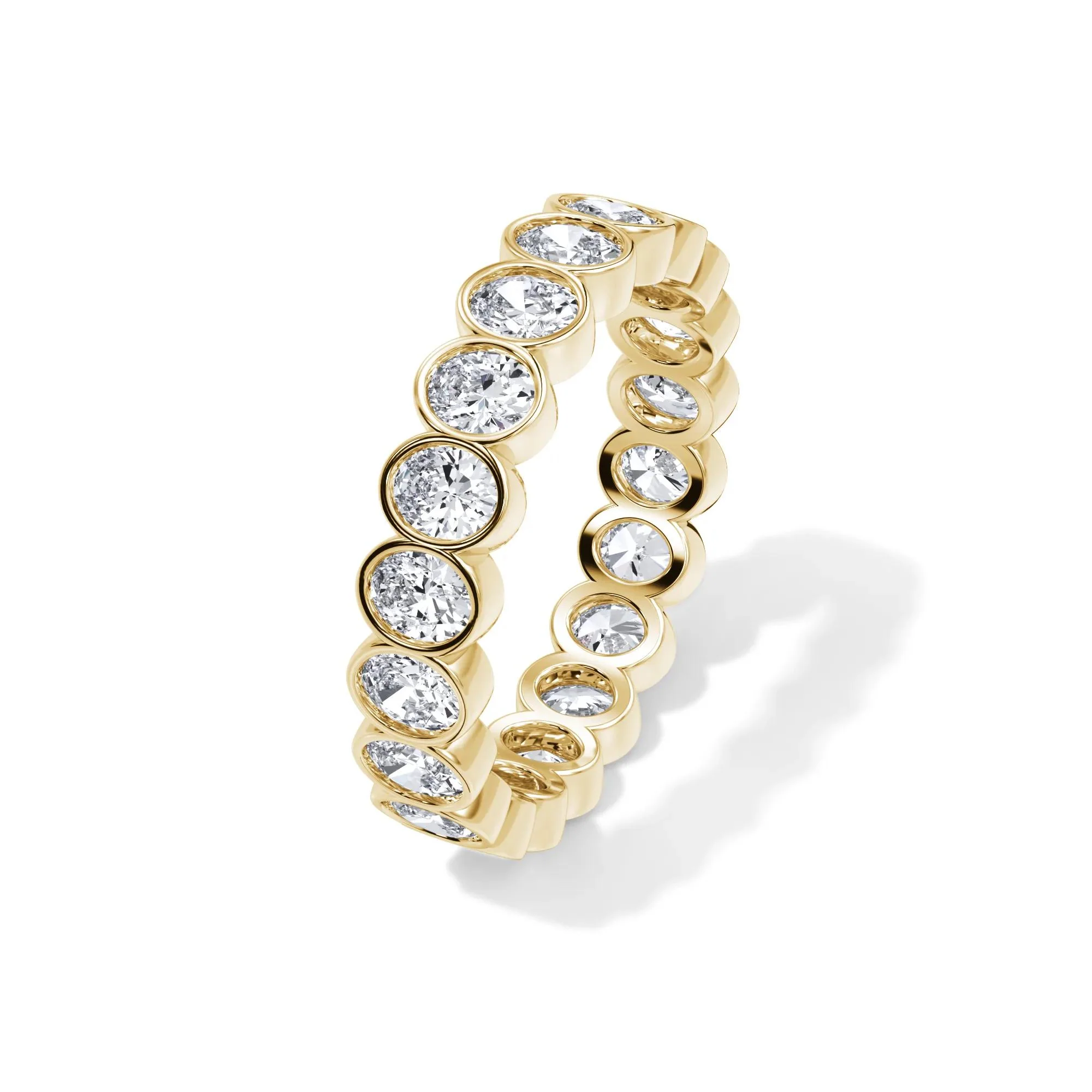 2 CT. Tw. Lab Grown Diamond Oval Bezel Eternity Band Ring 14K Yellow Gold Size 7.5 3mm - Image 4