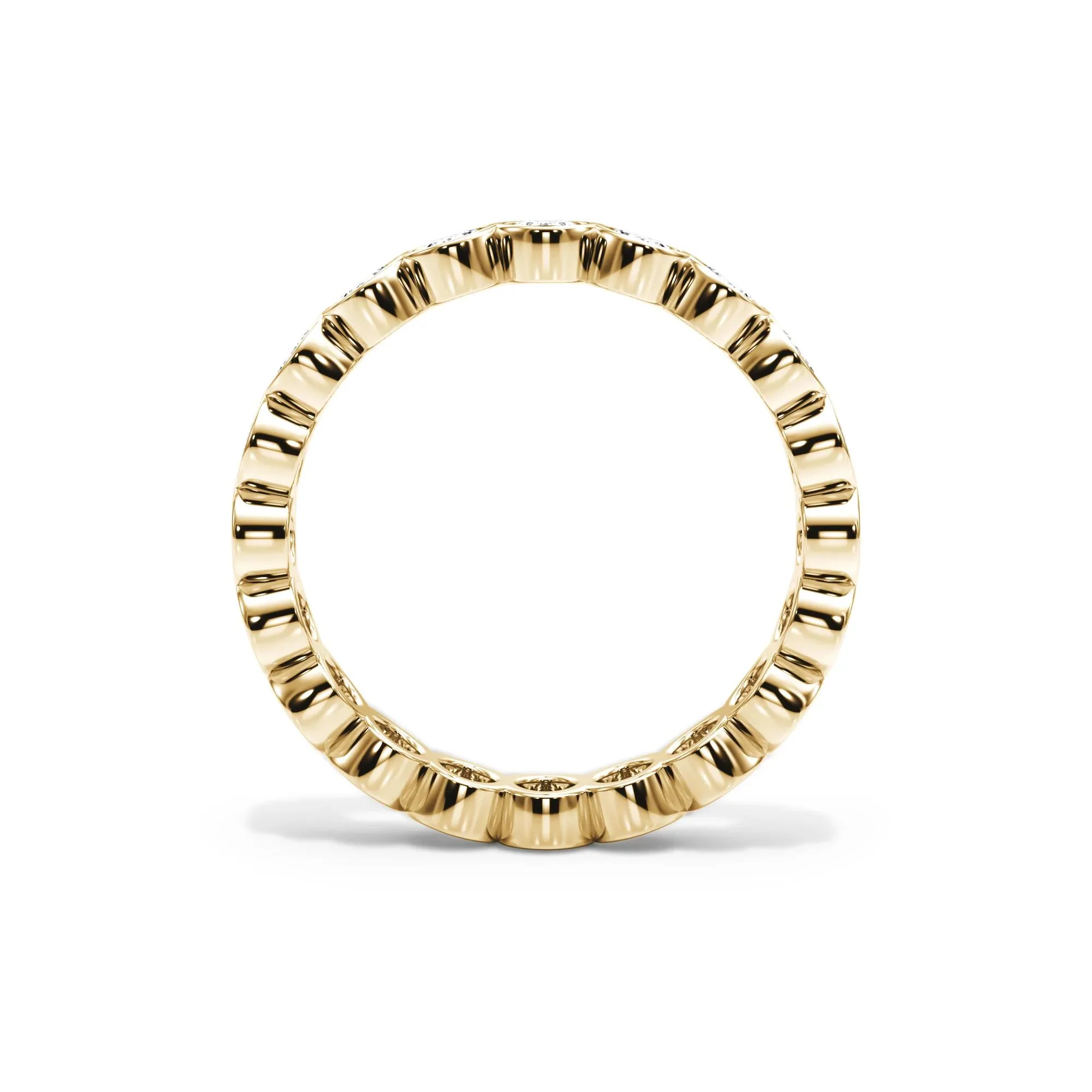 2 CT. Tw. Lab Grown Diamond Oval Bezel Eternity Band Ring 14K Yellow Gold Size 8.5 3mm - Image 2