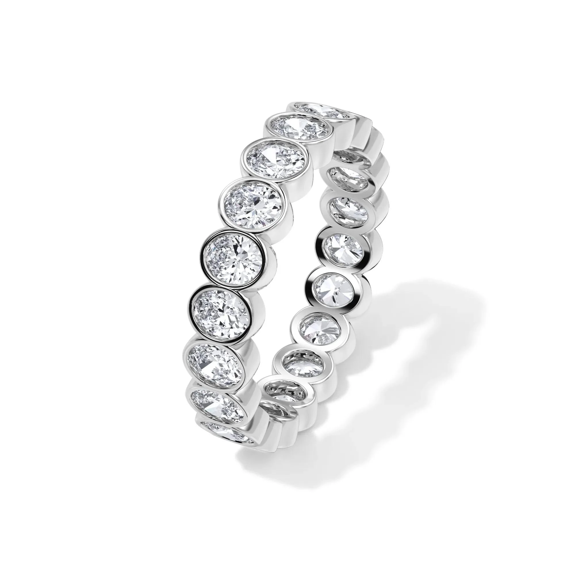 2 CT. Tw. Lab Grown Diamond Oval Bezel Eternity Band Ring Platinum White Size 5 3mm - Image 4