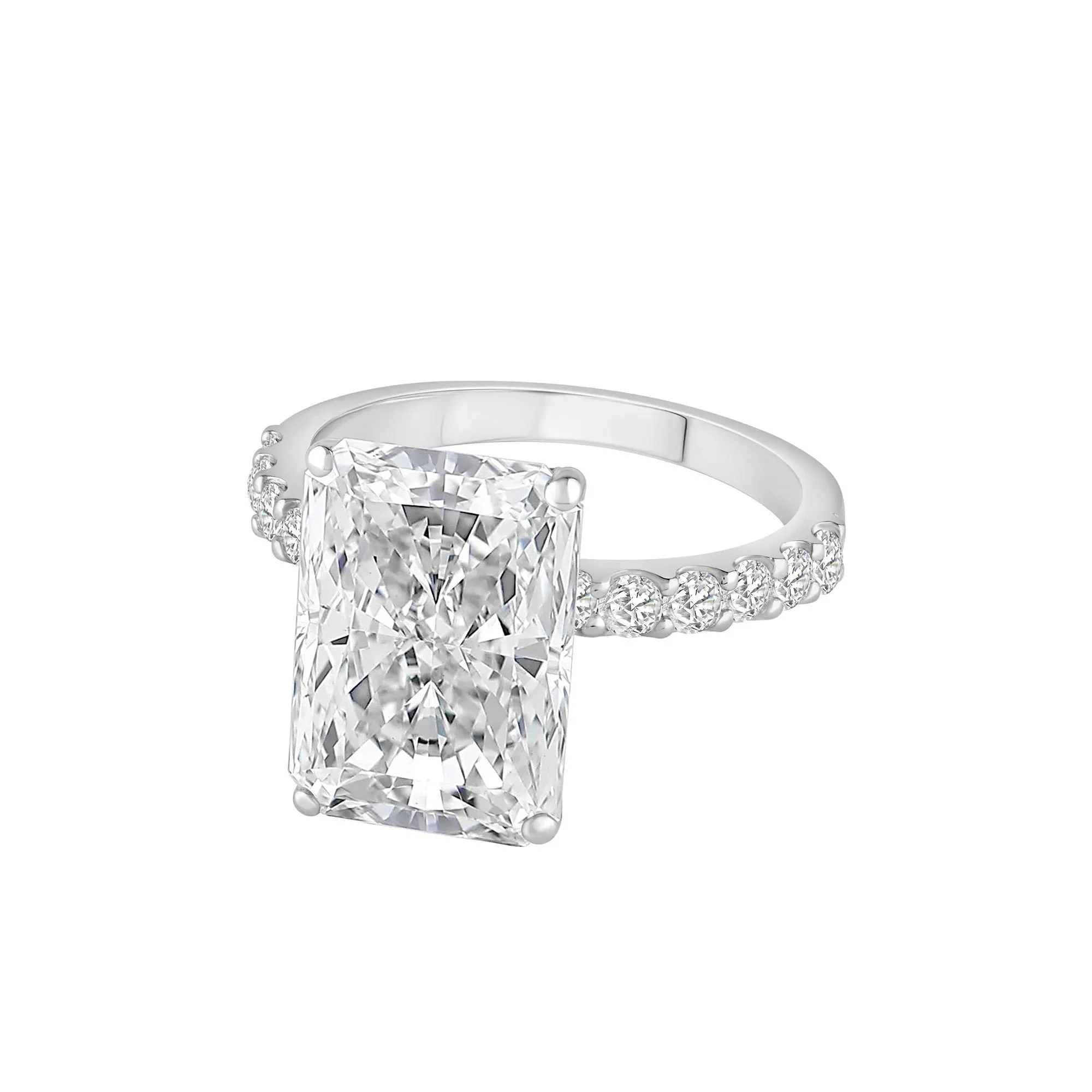 7 3/4 CT. Tw. Lab Grown Diamond Radiant Brilliant-Cut Engagement Ring 14K White Gold Size 5.5 - Image 4