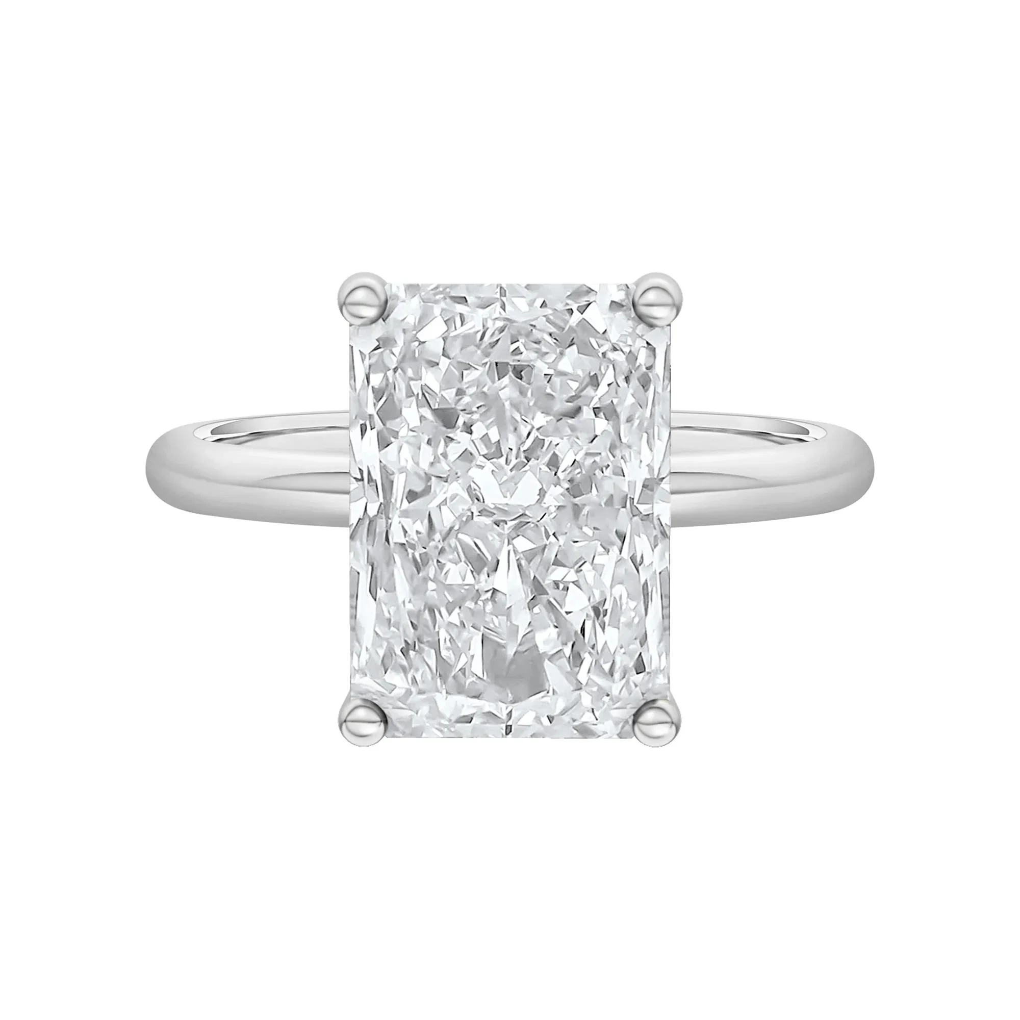 Lab Grown Diamond Radiant-Cut Solitaire Ring 14K White Gold (5 CT.) Size 4.5 2mm