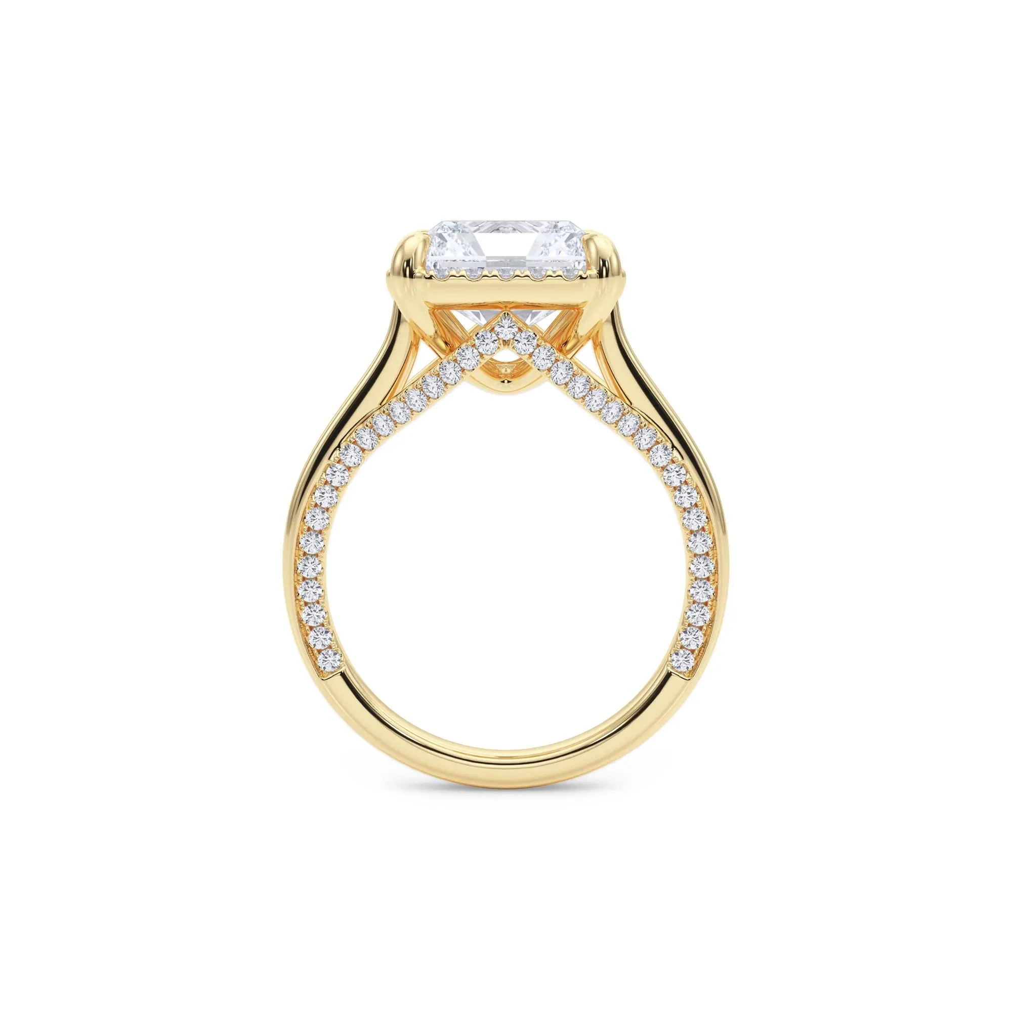 4 1/2 CT. Tw. Lab Grown Diamond Square Radiant-Cut Halo Engagement Ring 14K Yellow Gold Size 5.5 10.5mm - Image 2