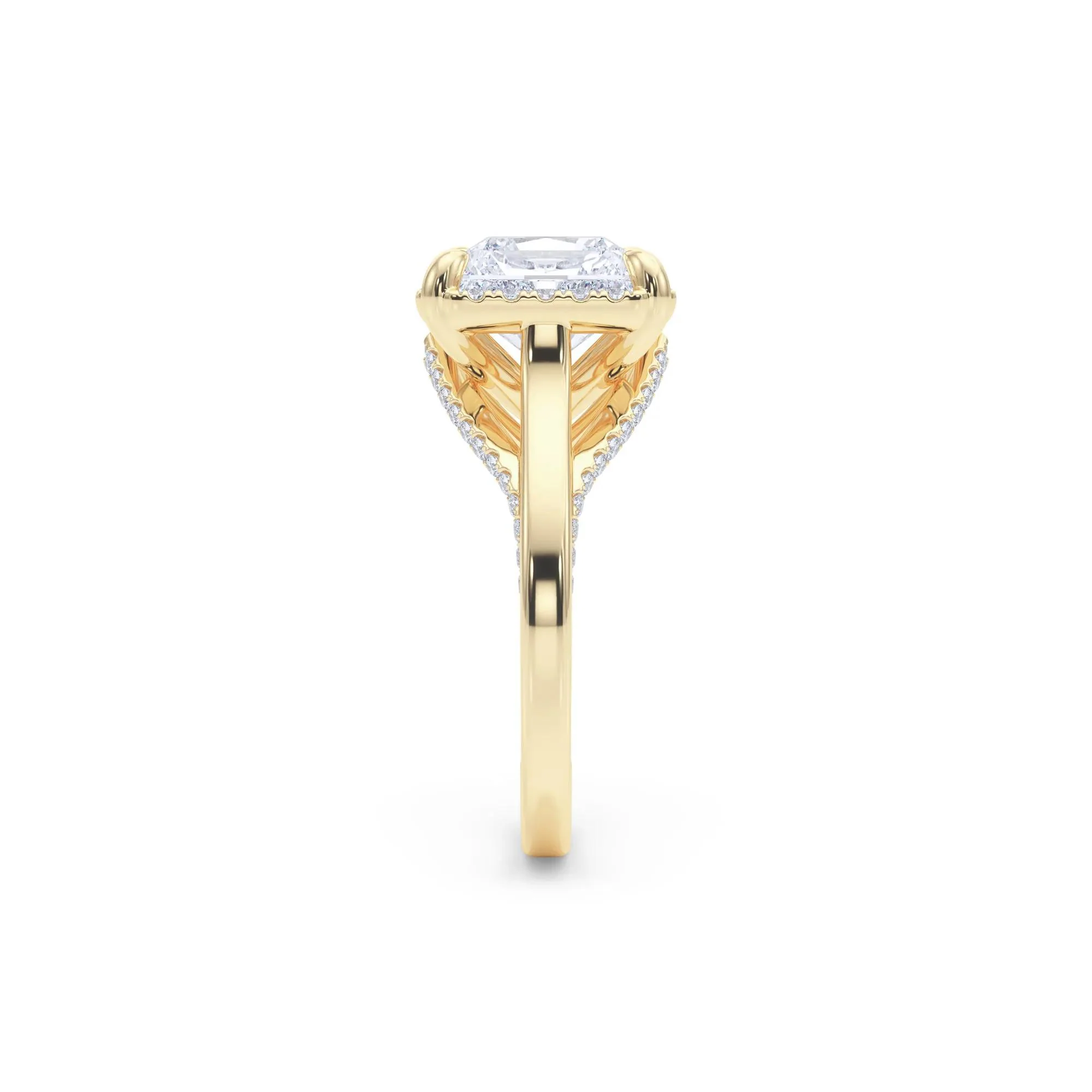4 1/2 CT. Tw. Lab Grown Diamond Square Radiant-Cut Halo Engagement Ring 14K Yellow Gold Size 8.5 10.5mm - Image 3