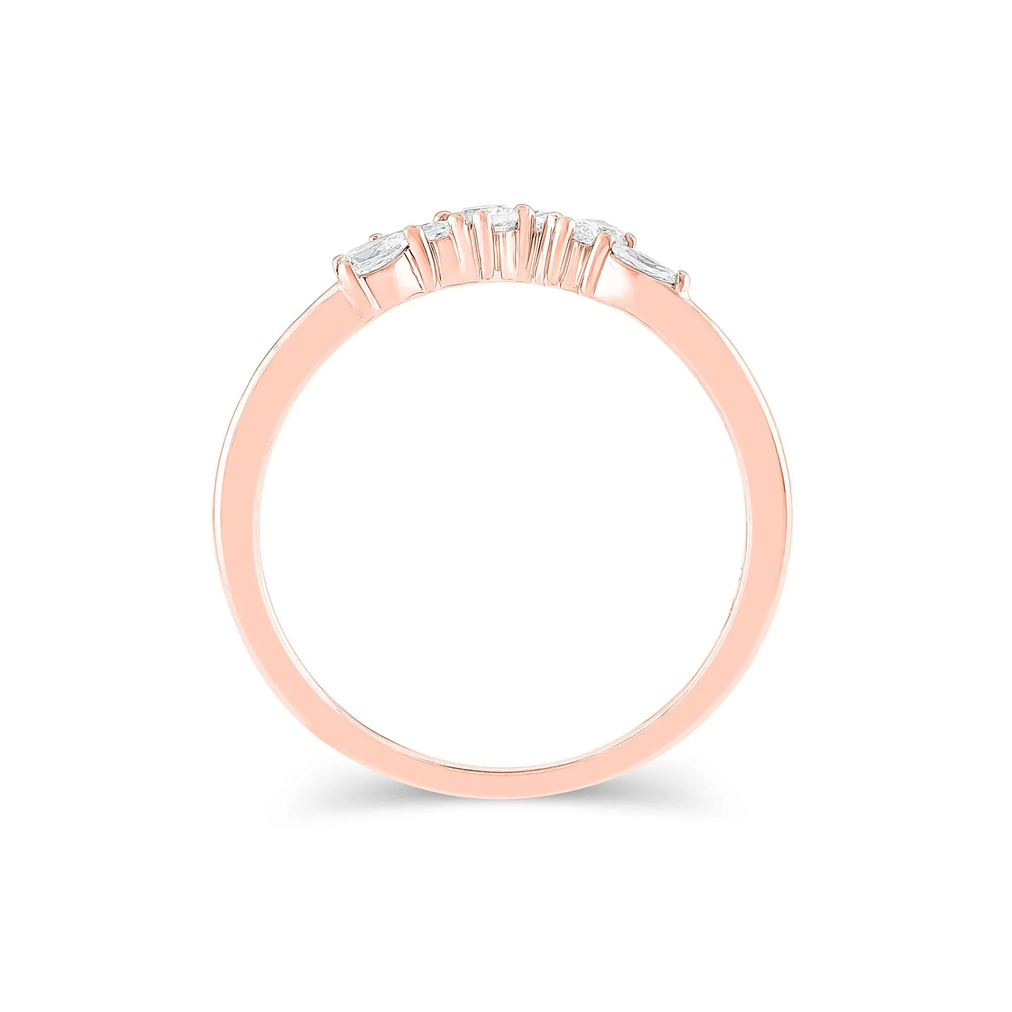 1/3 CT. Tw. Lab Grown Diamond Mixed-Shape Contour Band Ring 14K Rose Gold Size 5 6.5mm - Image 2