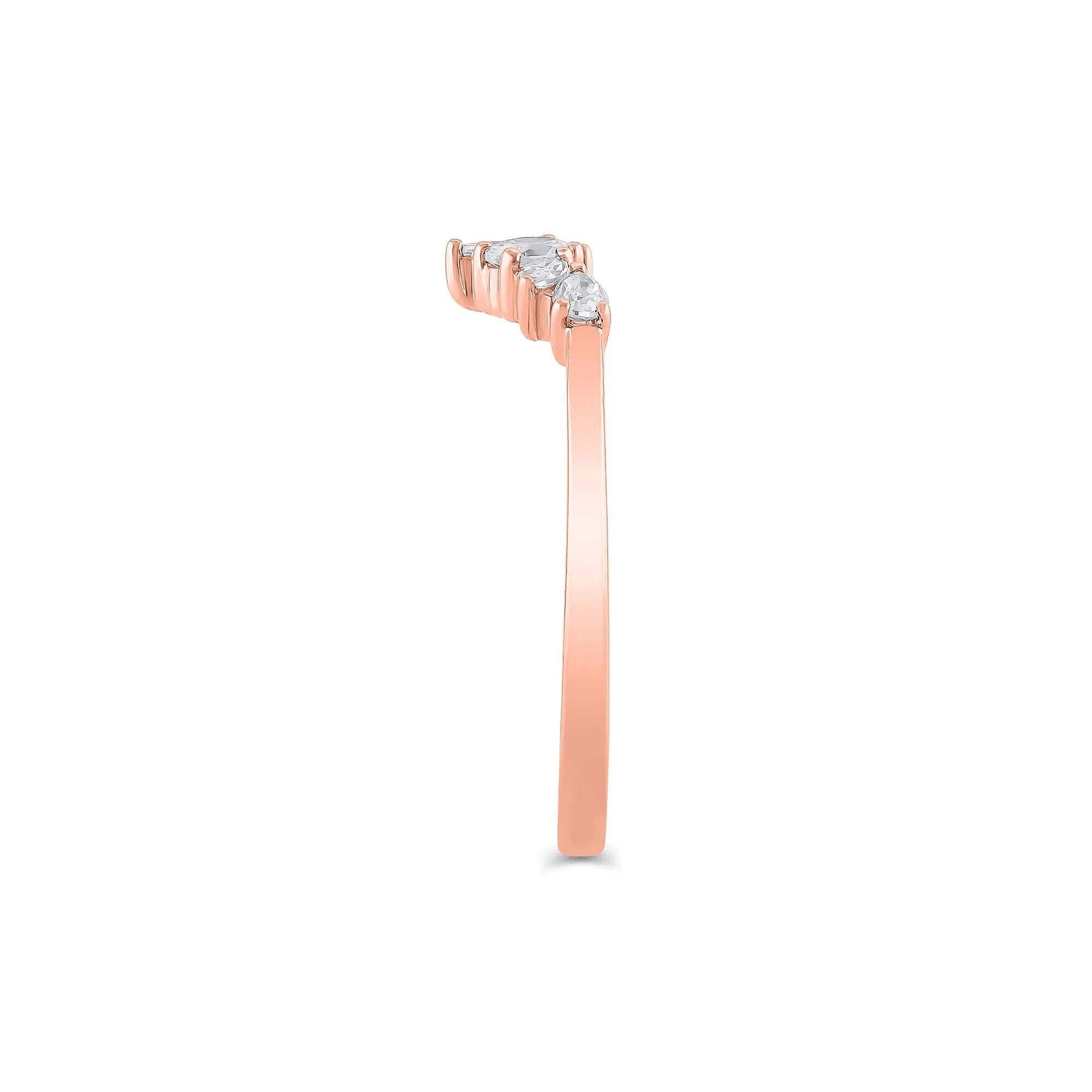 1/3 CT. Tw. Lab Grown Diamond Mixed-Shape Contour Band Ring 14K Rose Gold Size 8 6.5mm - Image 3