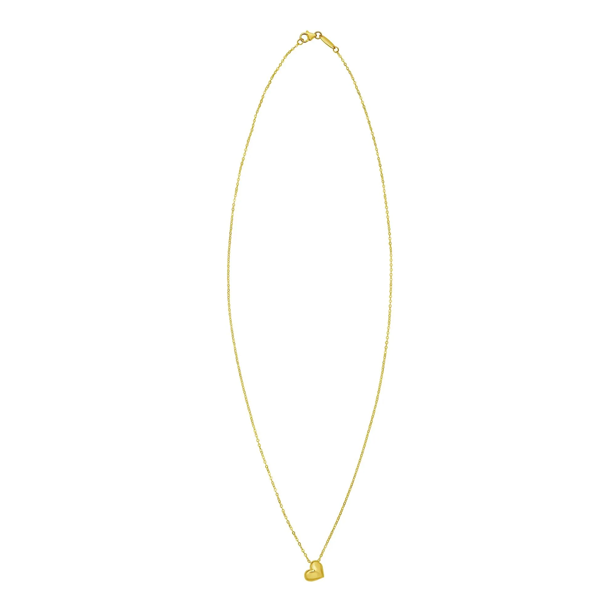 Mini Puffed Heart Pendant Necklace 14K Yellow Gold Size 18" - Image 2