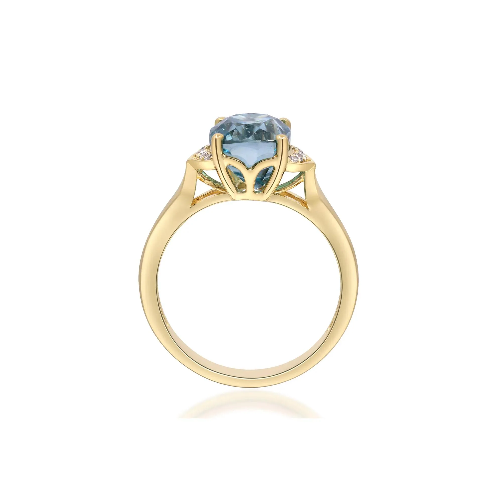 London Blue Topaz & Round Diamond Accent Ring 10K Yellow Gold Size 6.5 2mm - Image 2