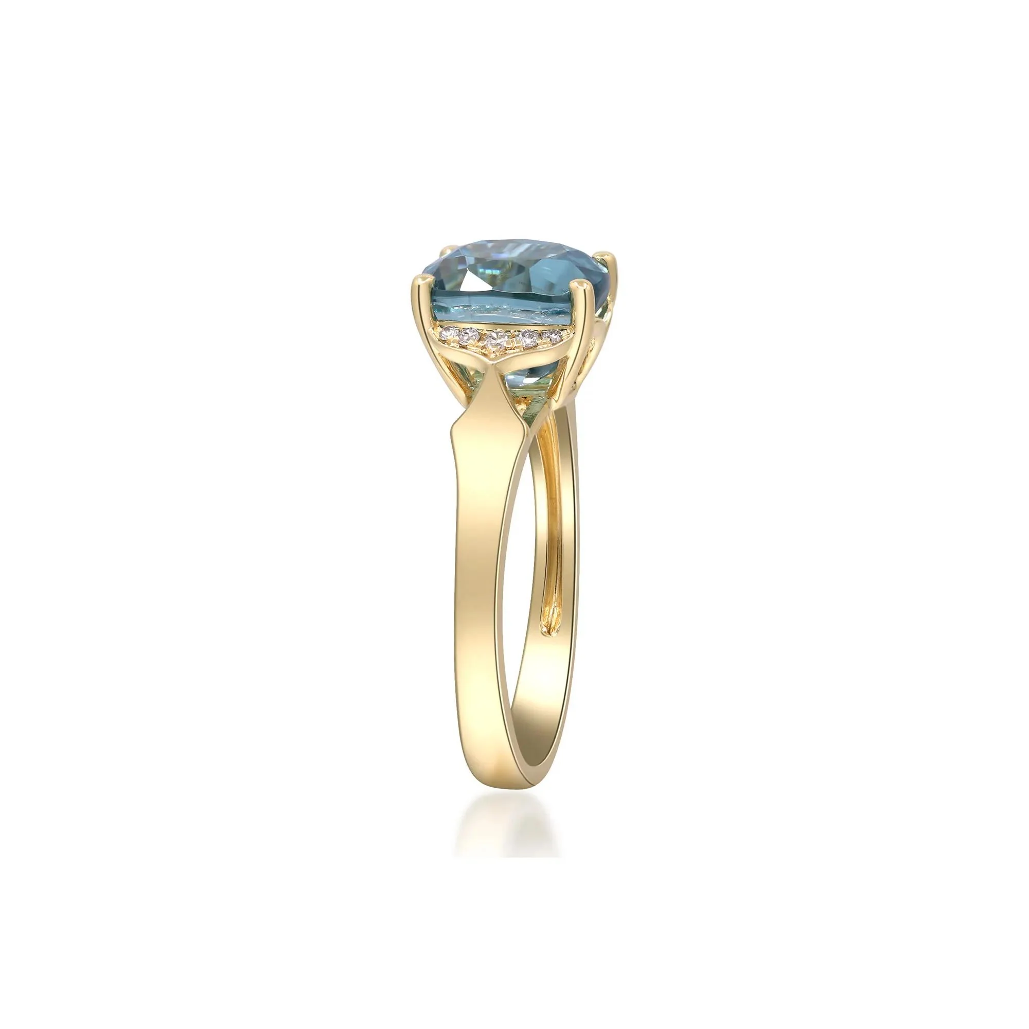 London Blue Topaz & Round Diamond Accent Ring 10K Yellow Gold Size 7 2mm - Image 3