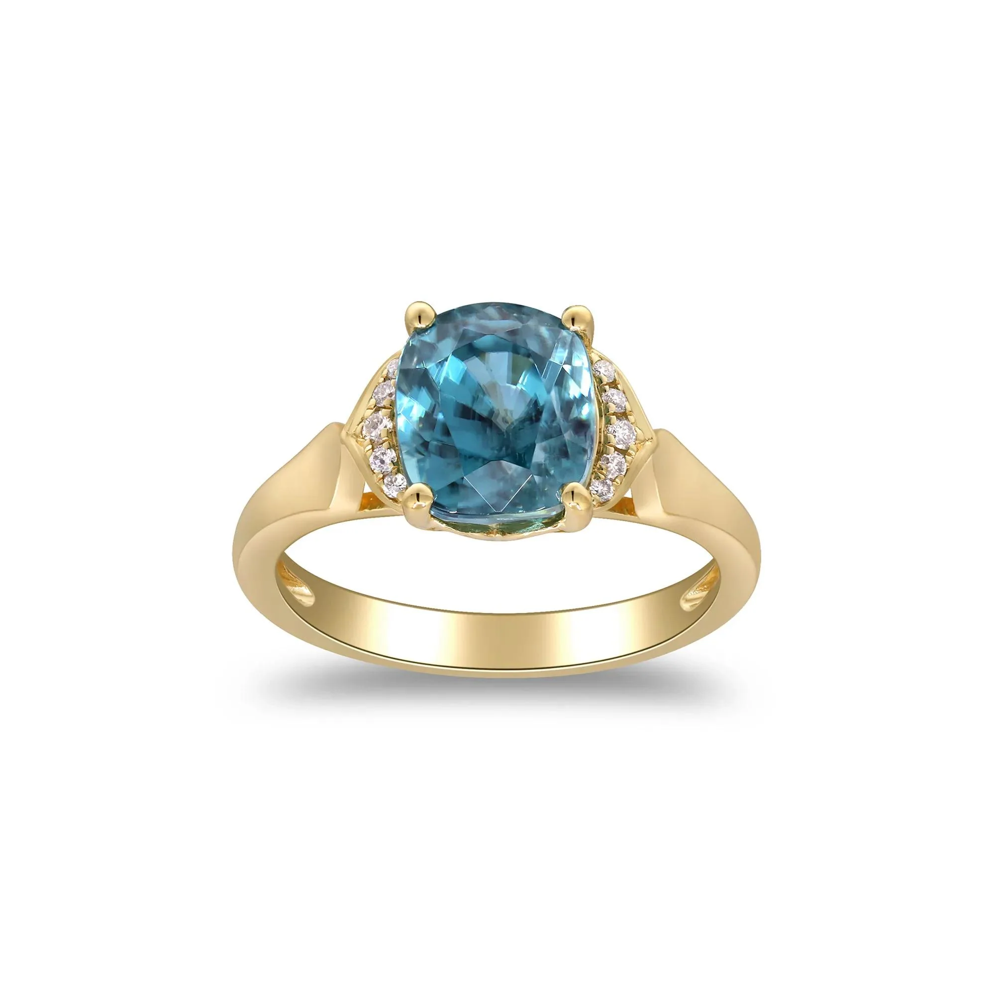 London Blue Topaz & Round Diamond Accent Ring 10K Yellow Gold Size 8 2mm - Image 4