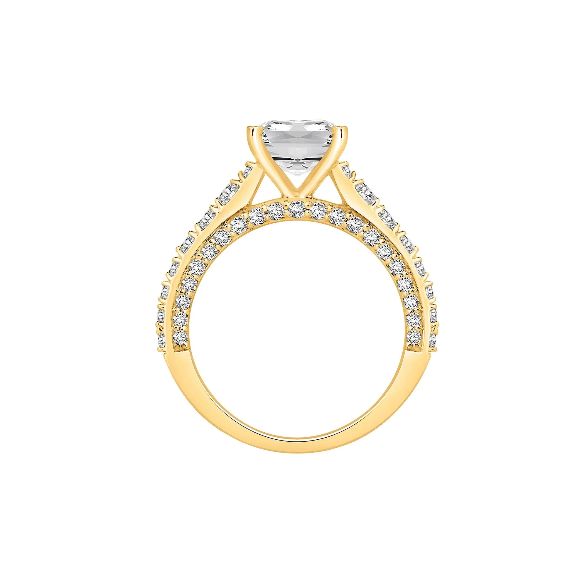 4 CT. Tw. Lab Grown Diamond Elongated Cushion Engagement Ring 14K Yellow Gold Round Brilliant Cut Size 9 10mm - Image 2