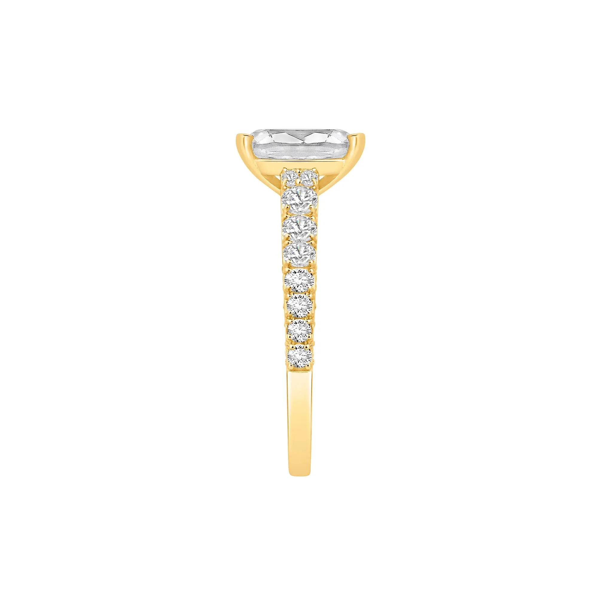 4 CT. Tw. Lab Grown Diamond Elongated Cushion Engagement Ring 14K Yellow Gold Round Brilliant Cut Size 9 10mm - Image 3