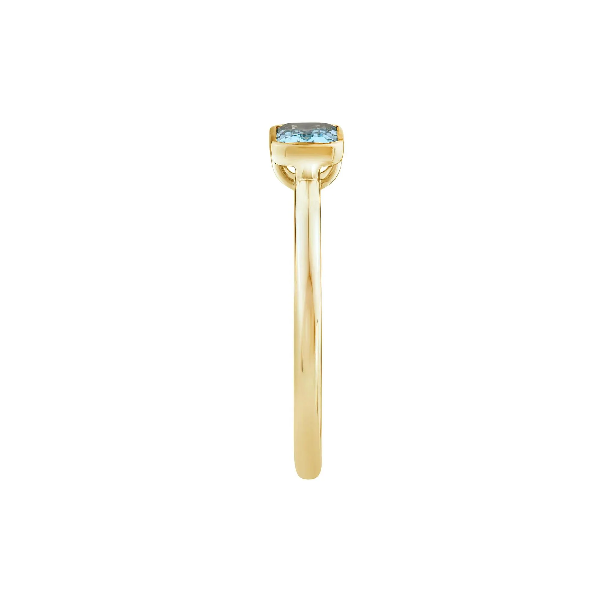 Aquamarine Bezel Fashion Ring 10K Yellow Gold Size 5.5 1.5mm - Image 3