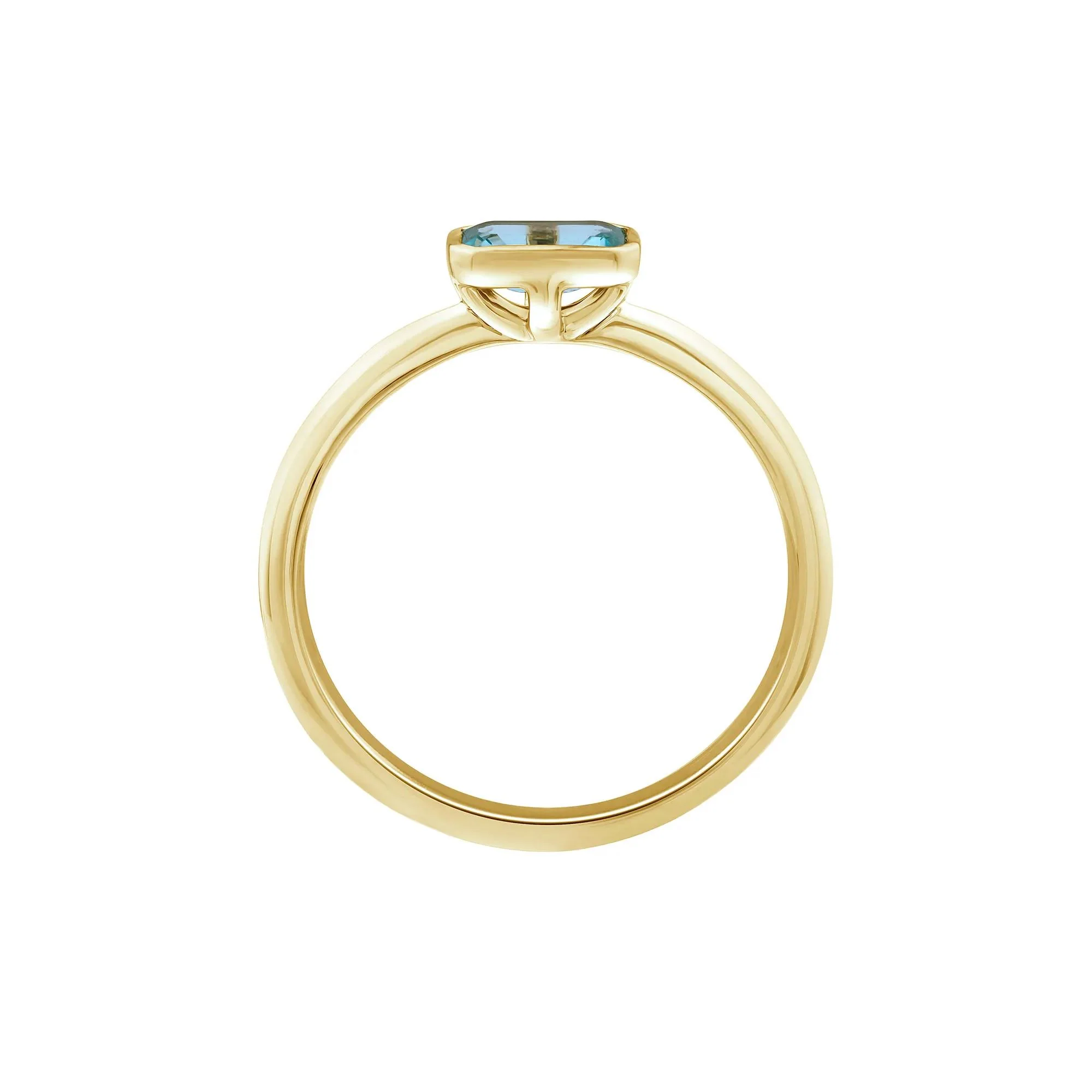 Aquamarine Bezel Fashion Ring 10K Yellow Gold Size 8.5 1.5mm - Image 2