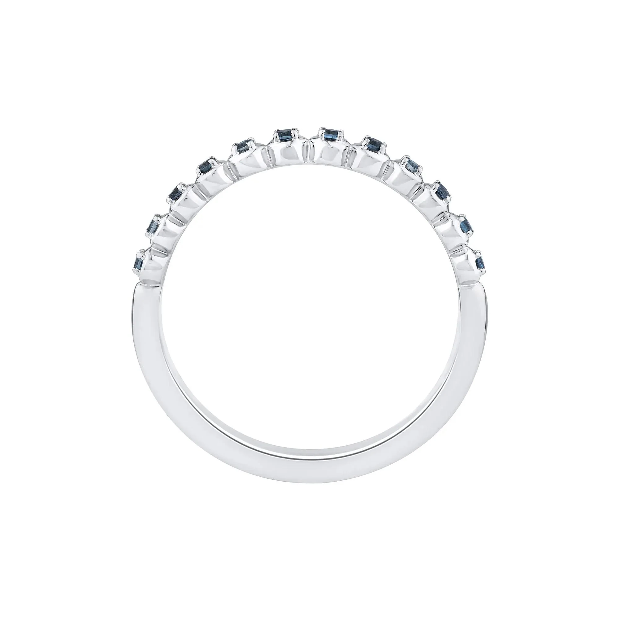London Blue Topaz Round Band Ring 10K White Gold Size 7 2mm - Image 2