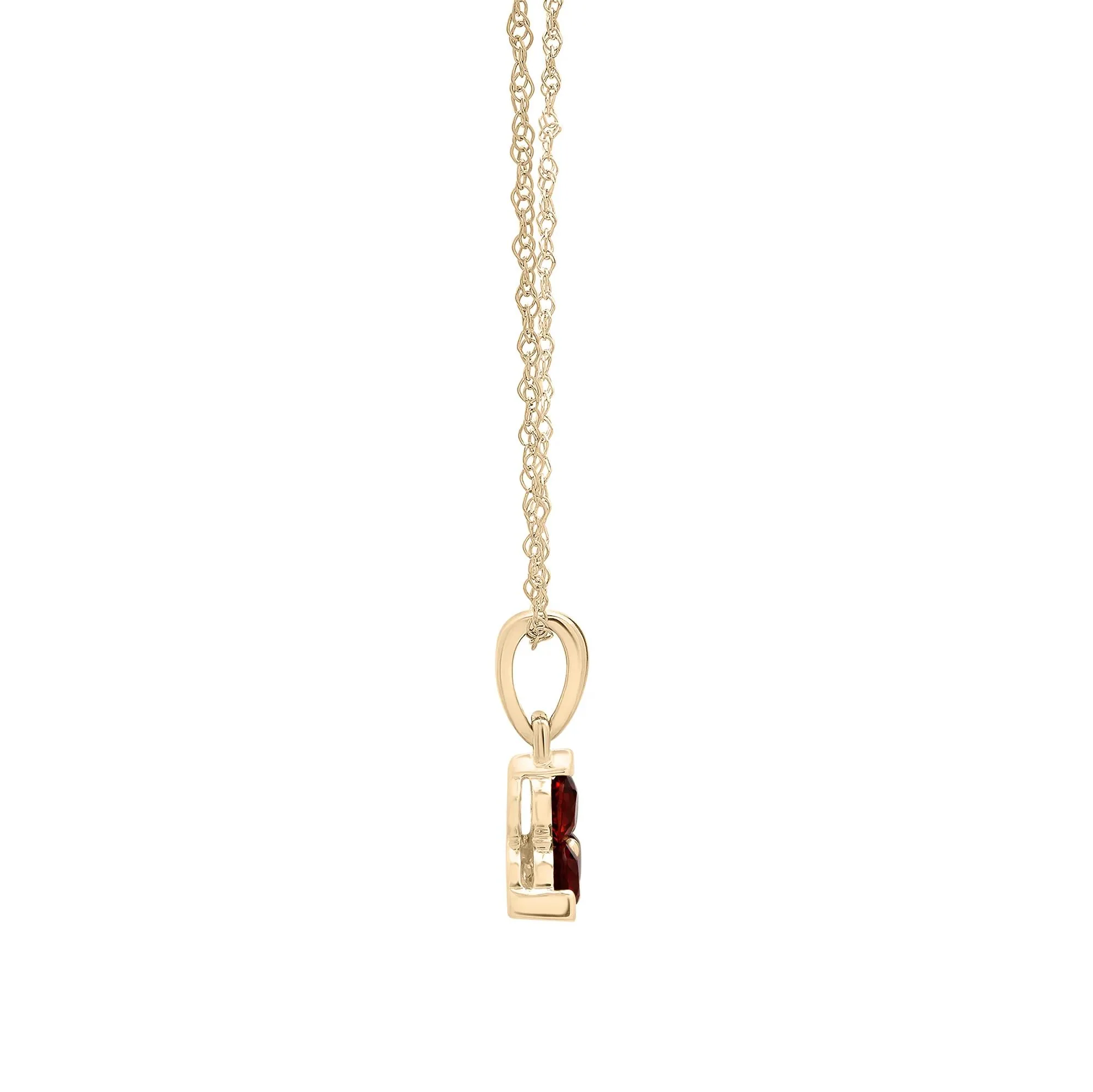 Garnet Three-Stone Triangle Birthstone Pendant Necklace 10K Yellow Gold Size 18" - Image 2