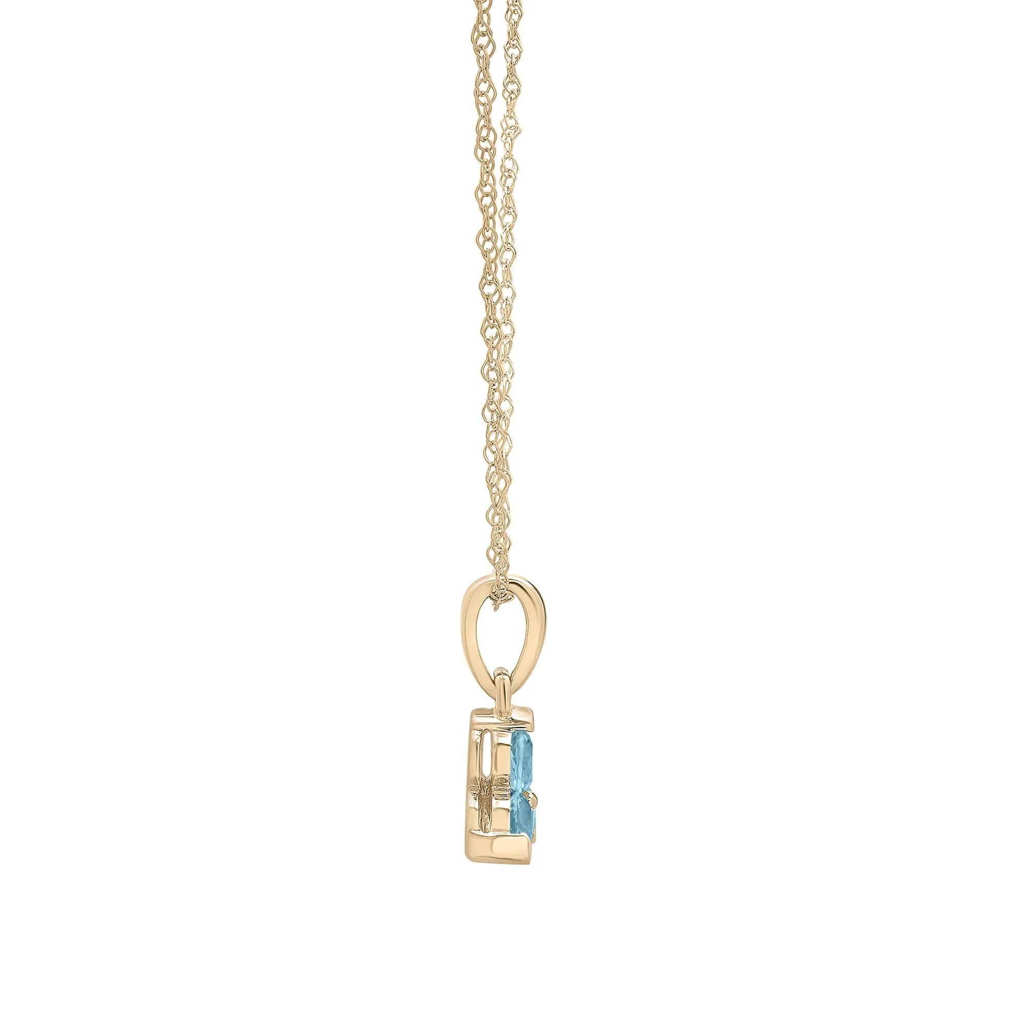 Blue Topaz Three-Stone Triangle Birthstone Pendant Necklace 10K Yellow Gold Size 18" - Image 2