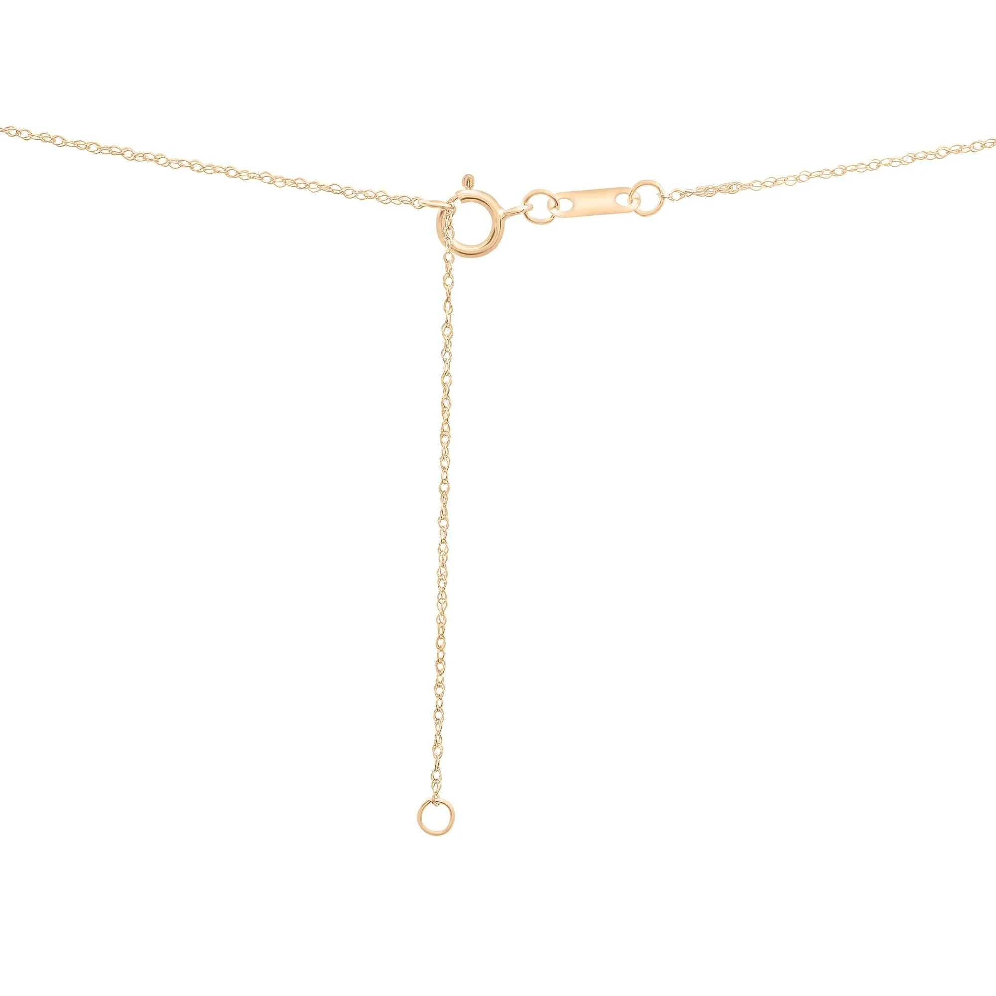 Lab-Created Ruby Three-Stone Triangle Birthstone Pendant Necklace 10K Yellow Gold Size 18" - Image 3
