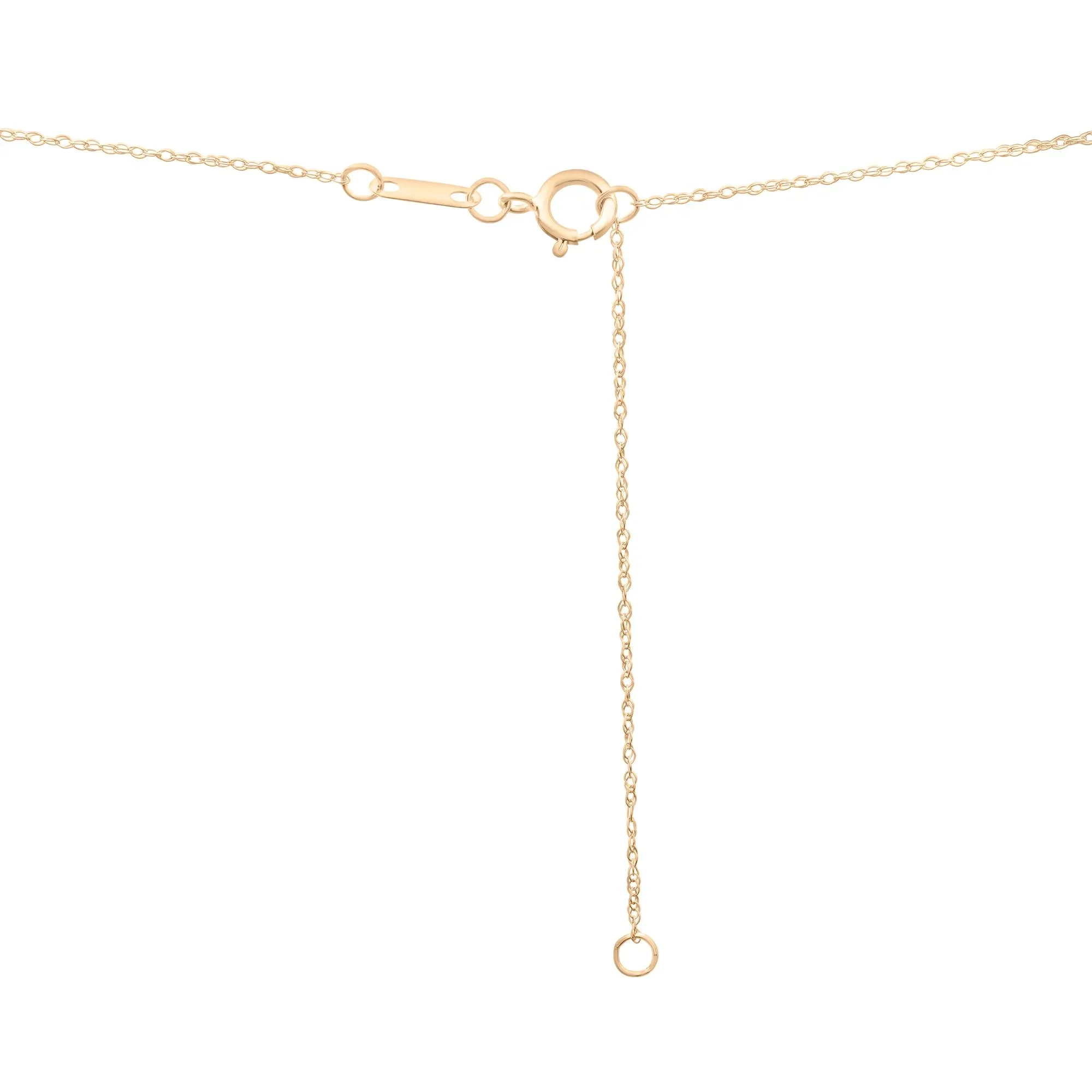 Lab-Created Aquamarine Three-Stone Triangle Birthstone Pendant Necklace 10K Yellow Gold Size 18" - Image 3