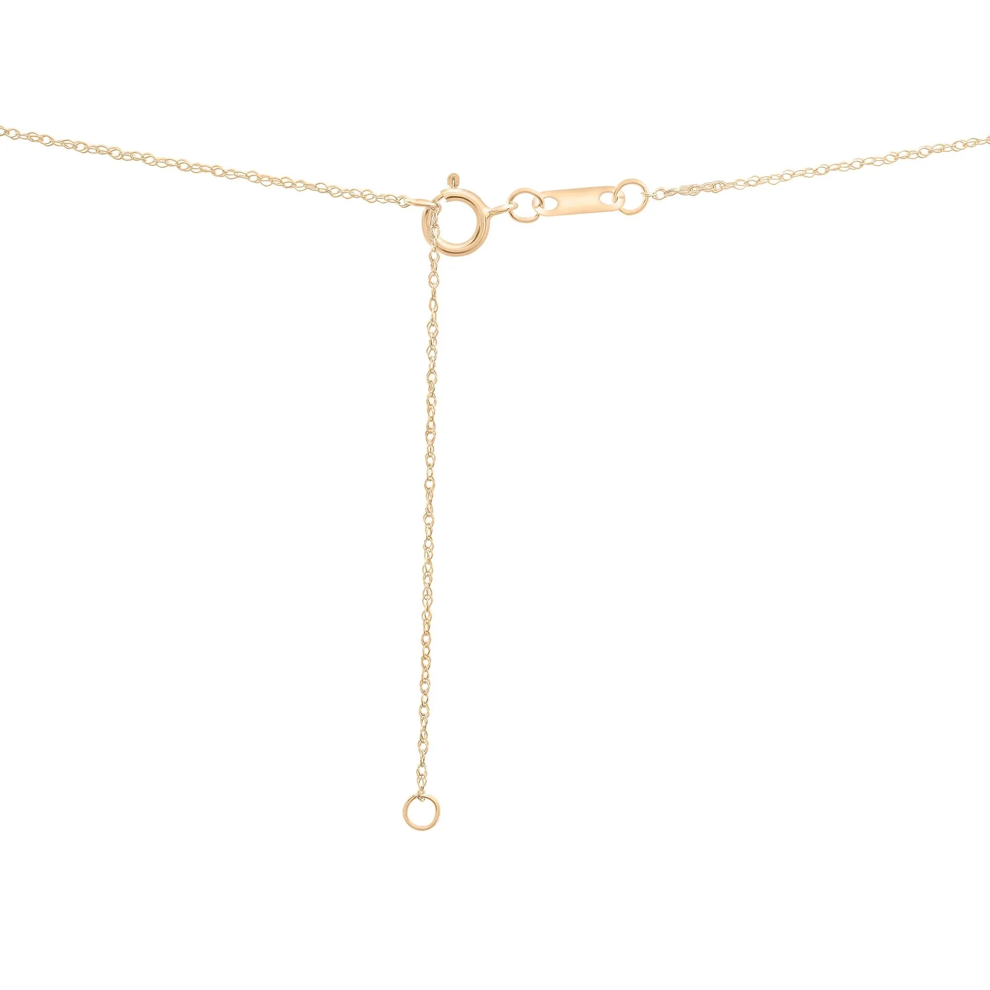 Lab-Created Blue Sapphire Three-Stone Triangle Birthstone Pendant Necklace 10K Yellow Gold Size 18" - Image 3