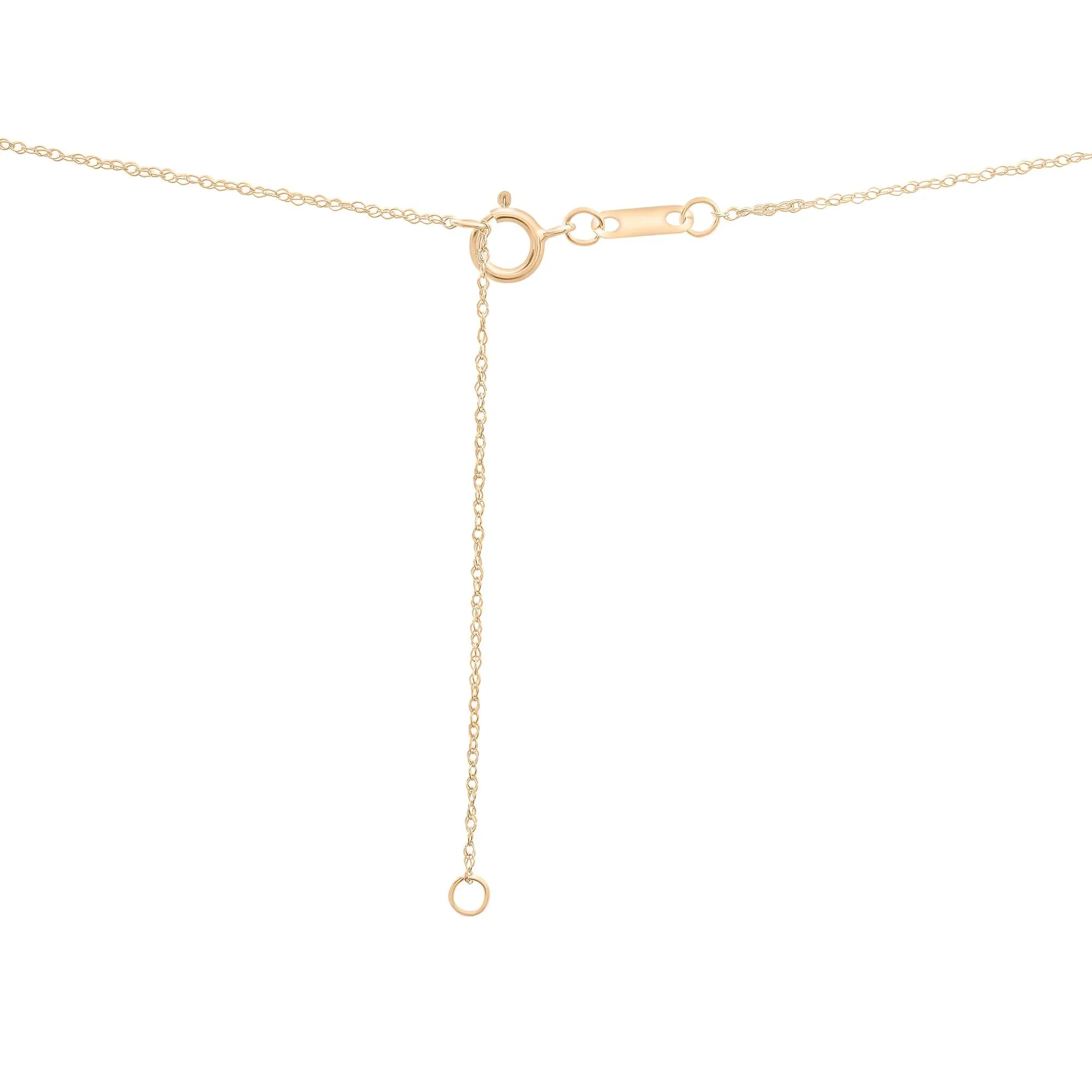 Lab-Created White Sapphire Three-Stone Triangle Birthstone Pendant Necklace 10K Yellow Gold Size 18" - Image 3