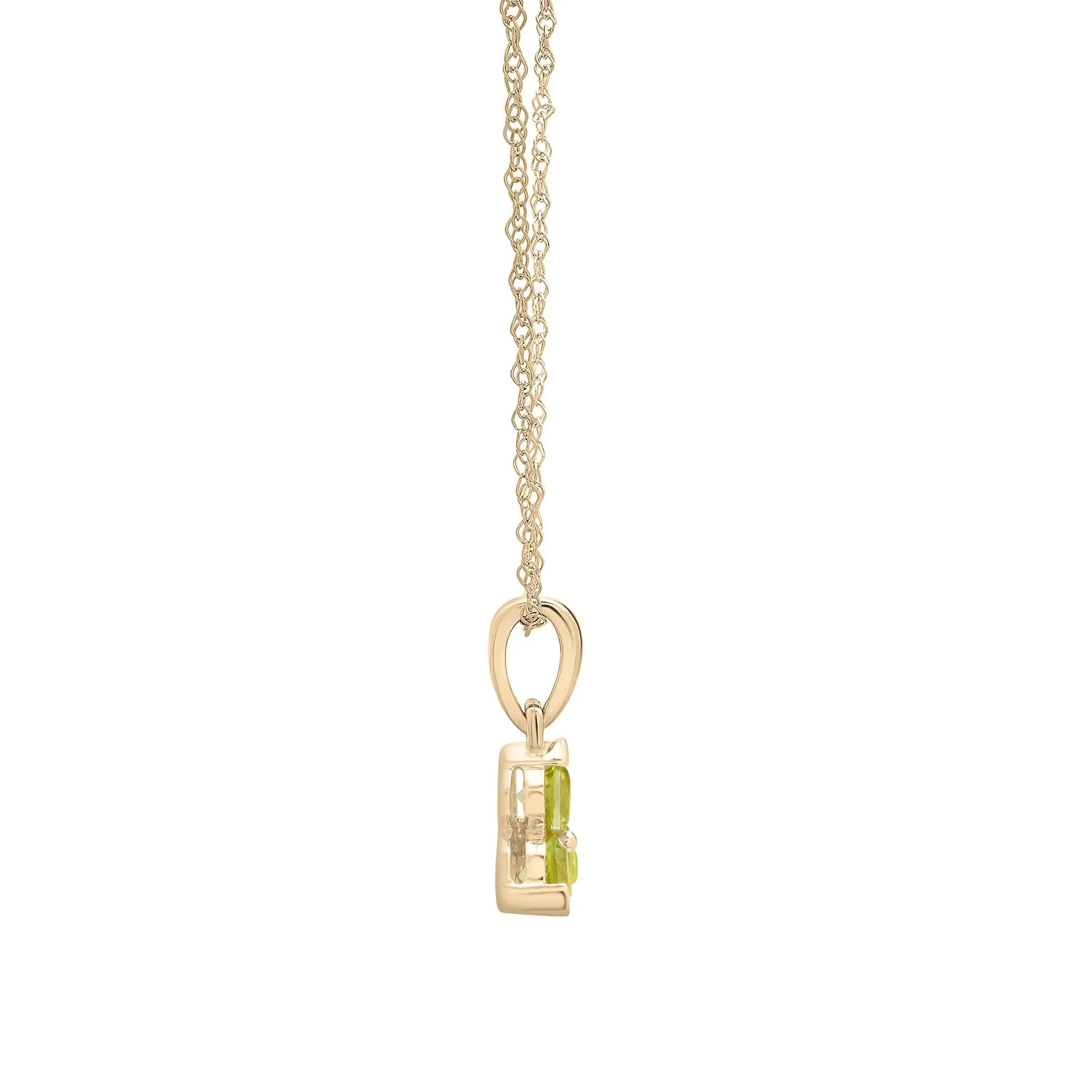 Peridot Three-Stone Triangle Birthstone Pendant Necklace 10K Yellow Gold Size 18" - Image 2