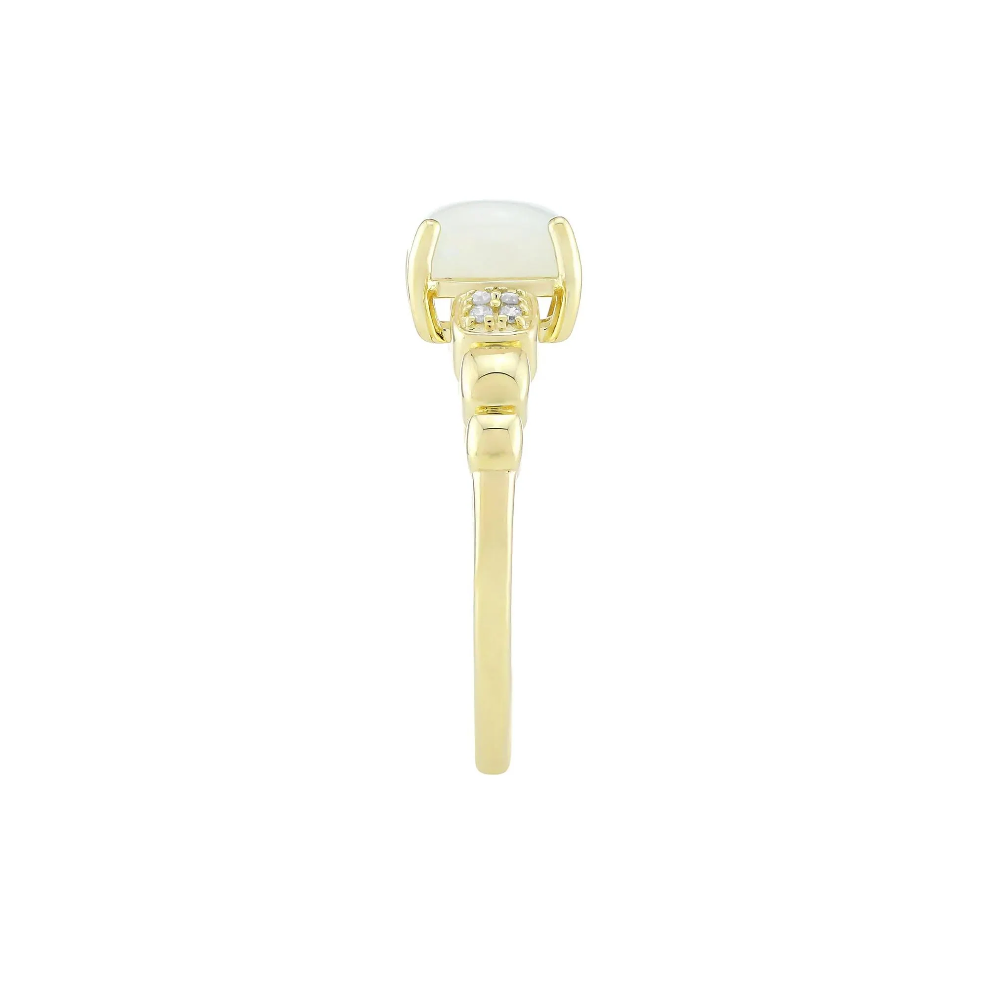 Moonstone and Diamond Accent Ring 10K Yellow Gold Size 6 1.5mm - Image 3