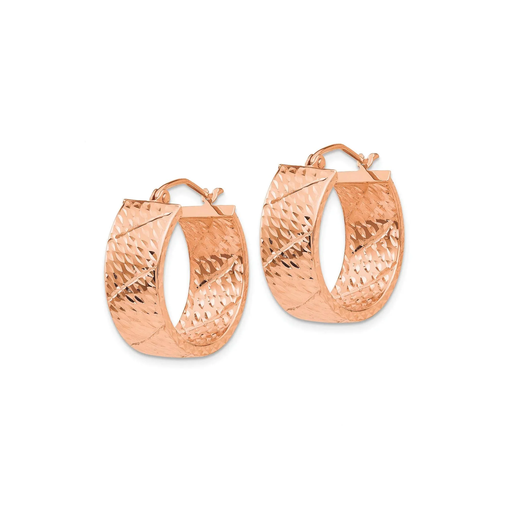 Diamond-Cut Hoop Earrings 14K Rose Gold Size 20.00mm - Image 2