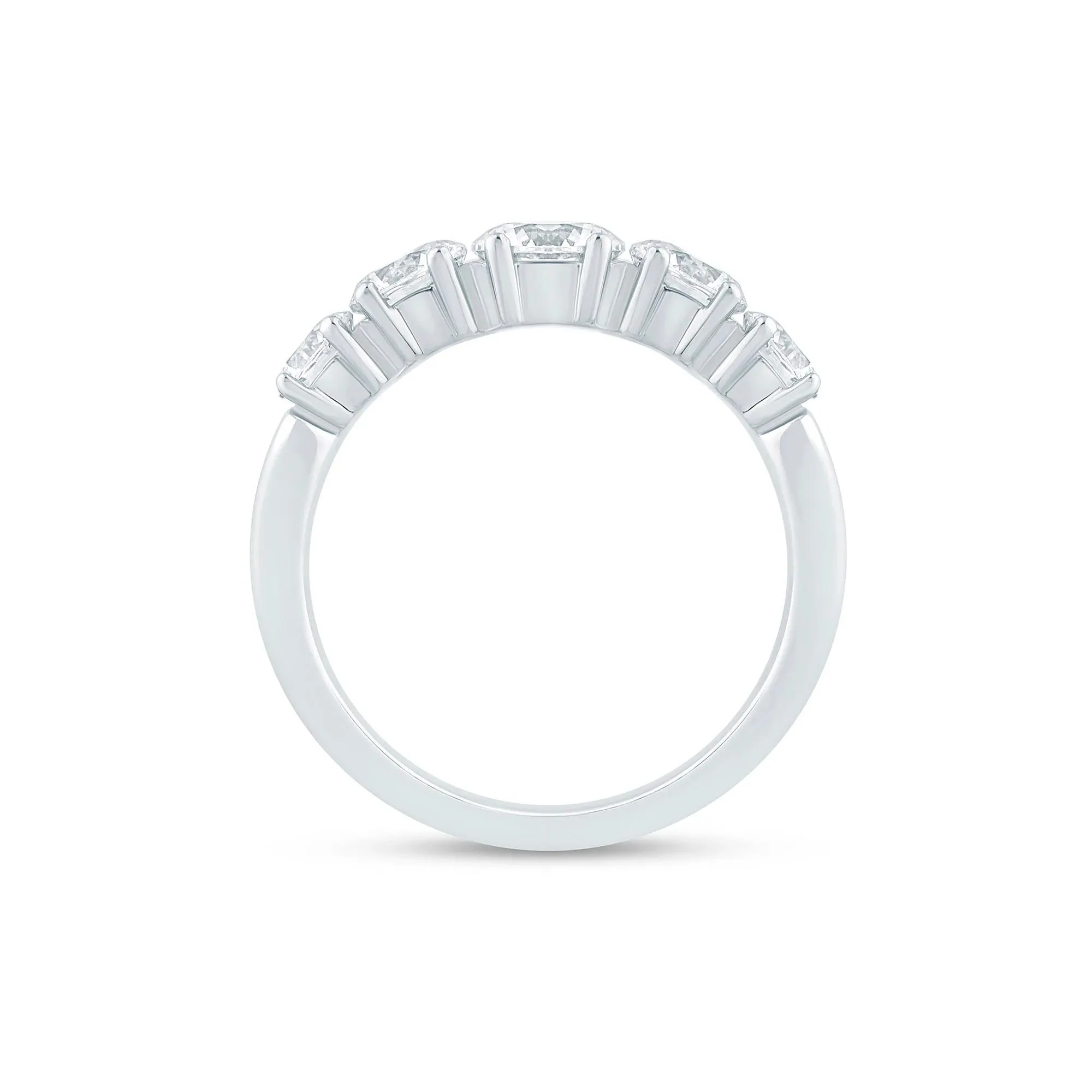 2 CT. Tw. Diamond Five-Stone Anniversary Band Ring 14K White Gold Size 7.5 2mm - Image 2
